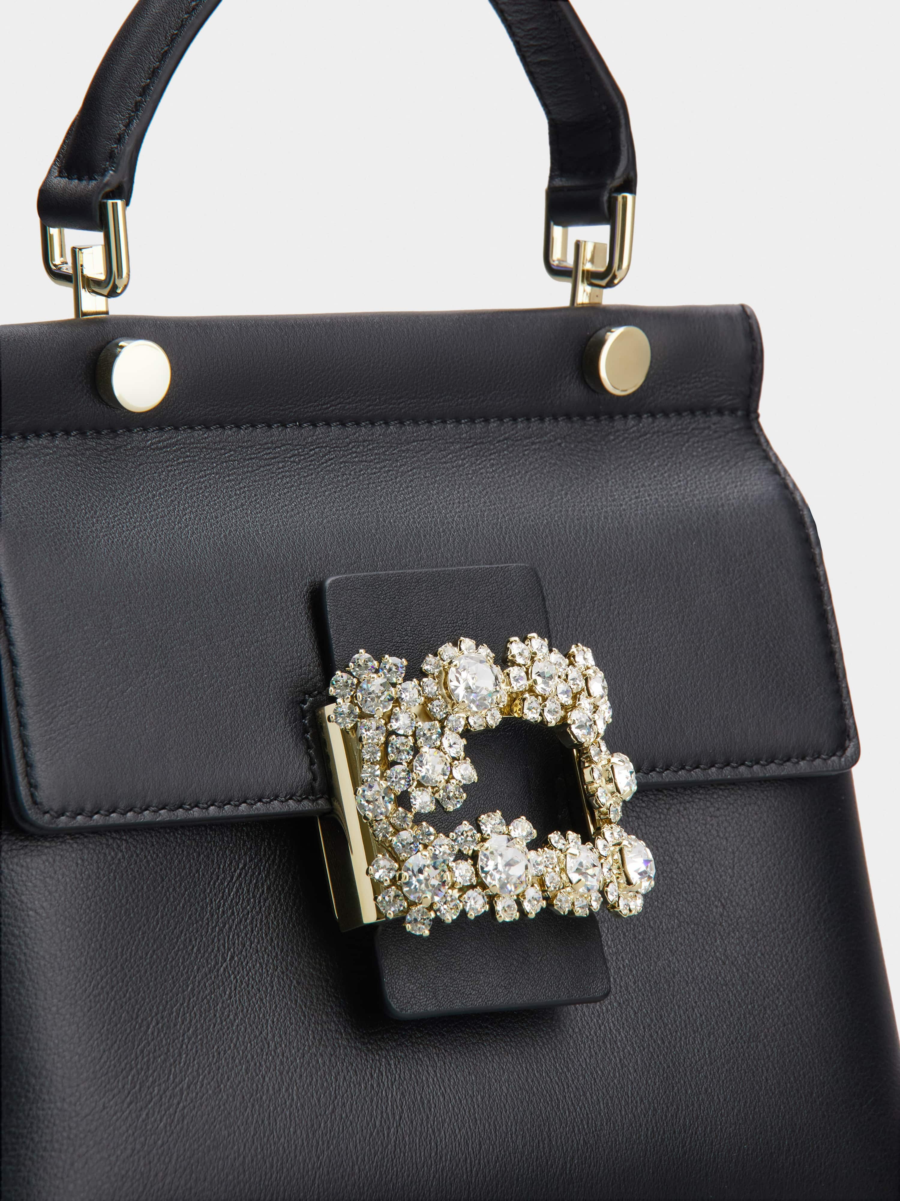 Viv' Cabas Flower Strass Buckle Mini Bag in Leather - 7