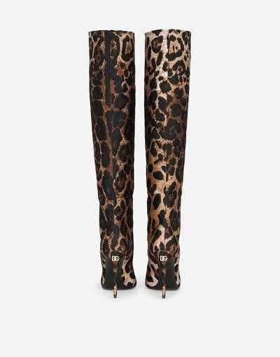 Dolce & Gabbana Leopard jacquard boots outlook