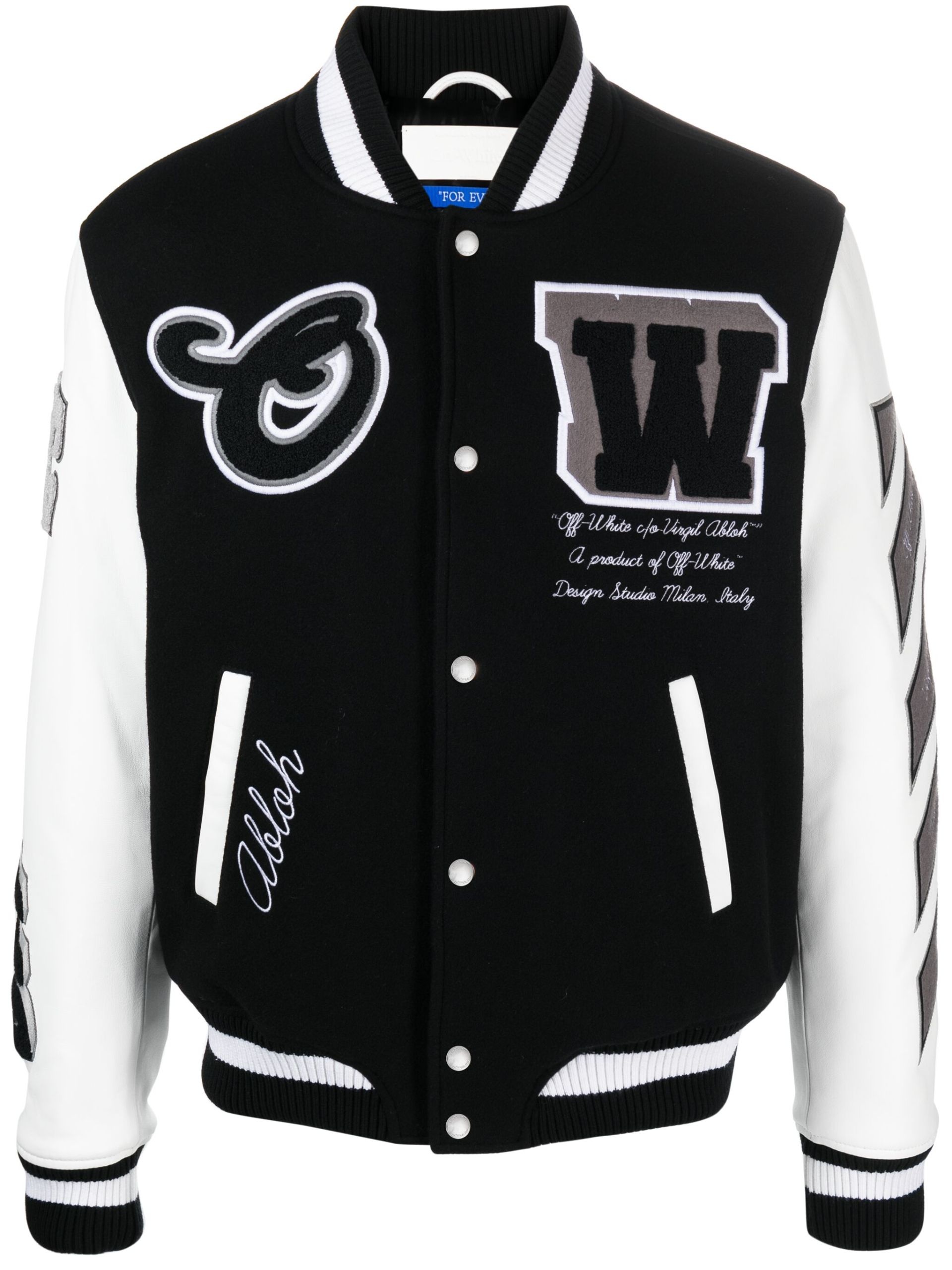 Black Lea Appliqué Varsity Jacket - 1