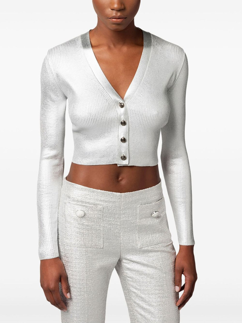 laminated cropped cardigan 4