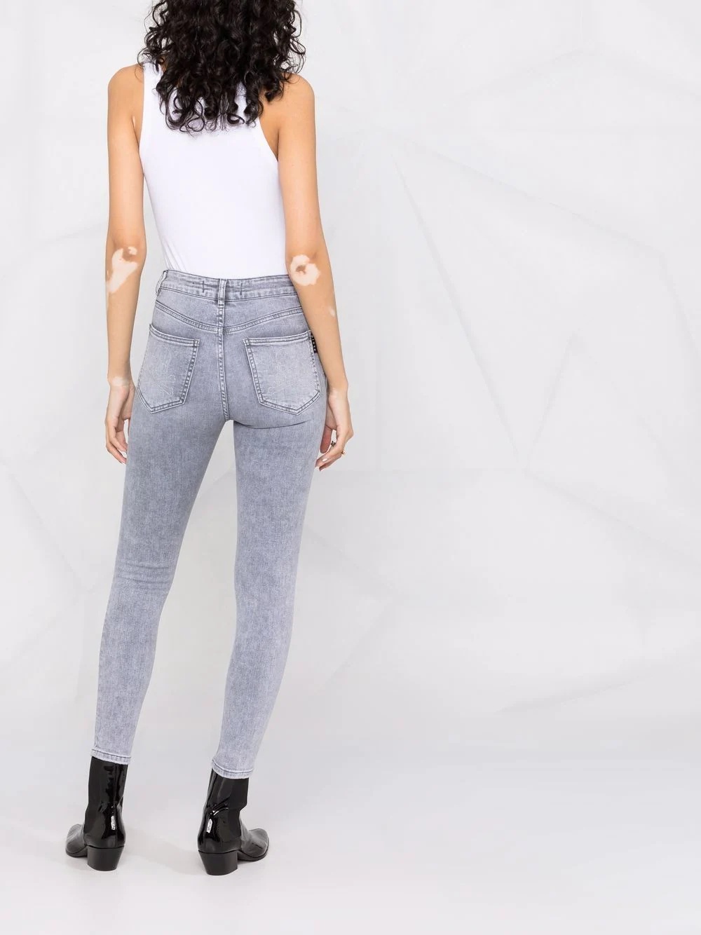 skinny cropped faded jeans - 4