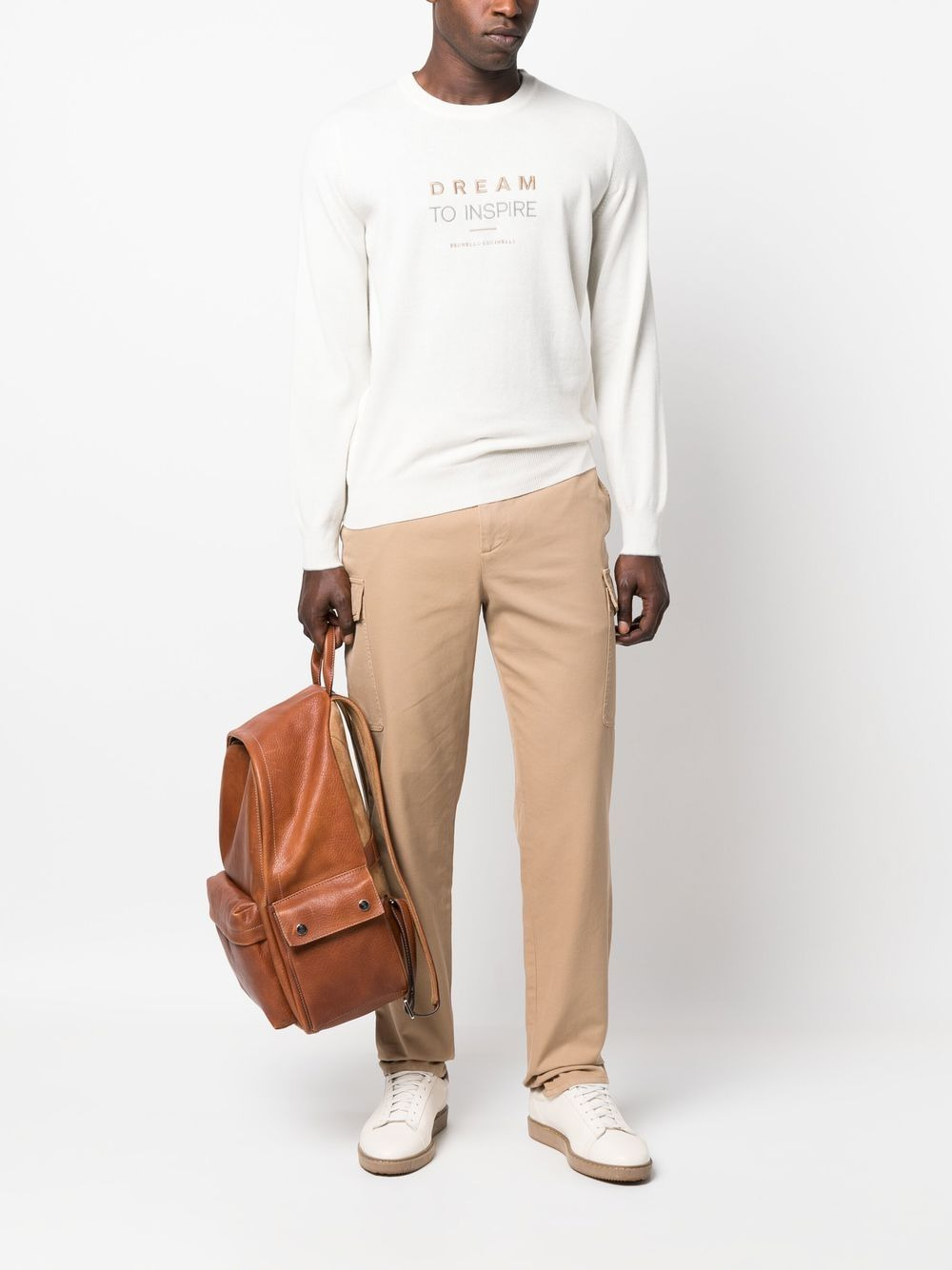 embroidered-slogan cashmere jumper - 2