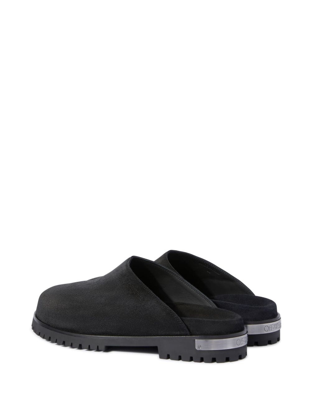 metal-logo suede clogs - 4
