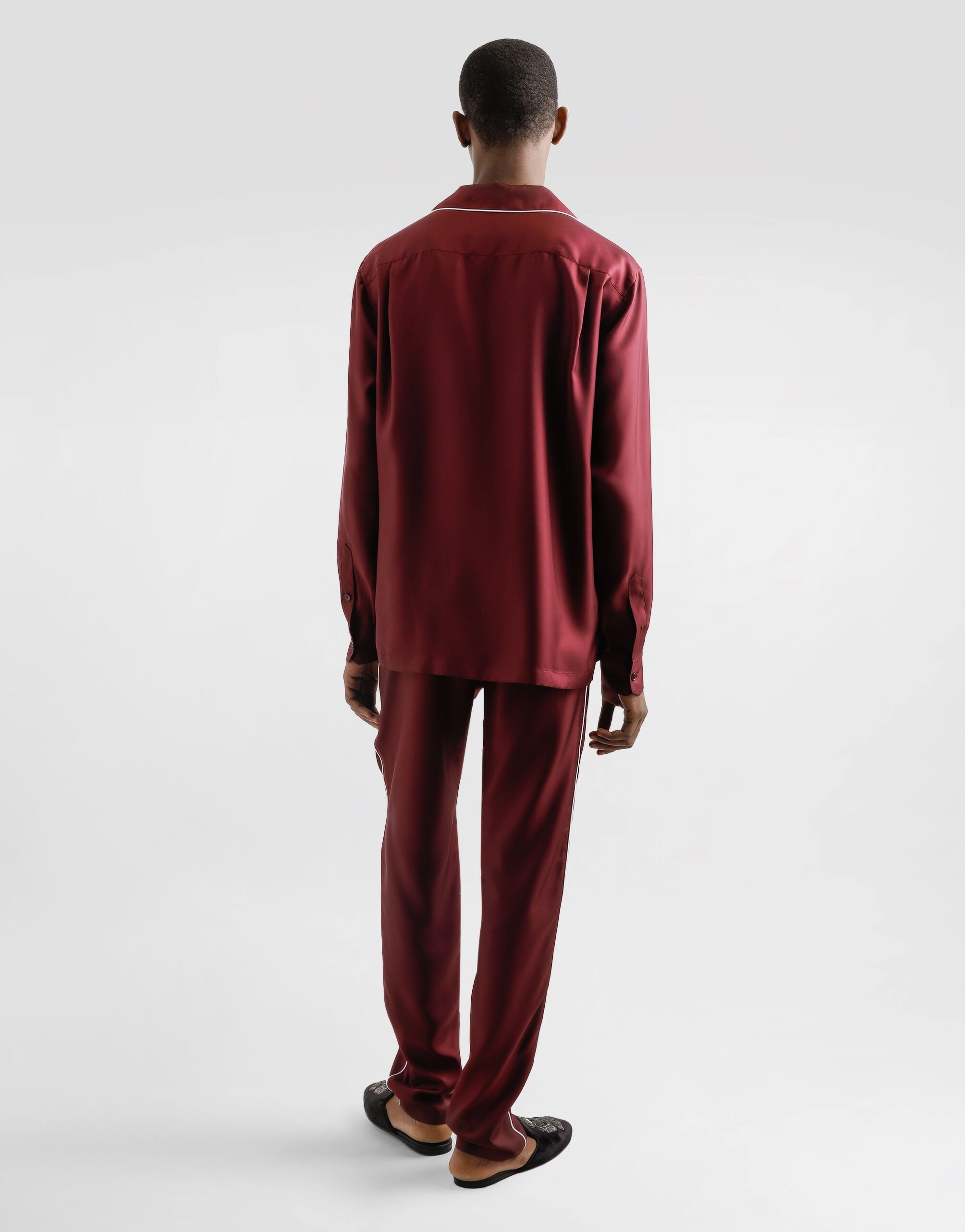 Silk pajama pants with logo embroidery - 3