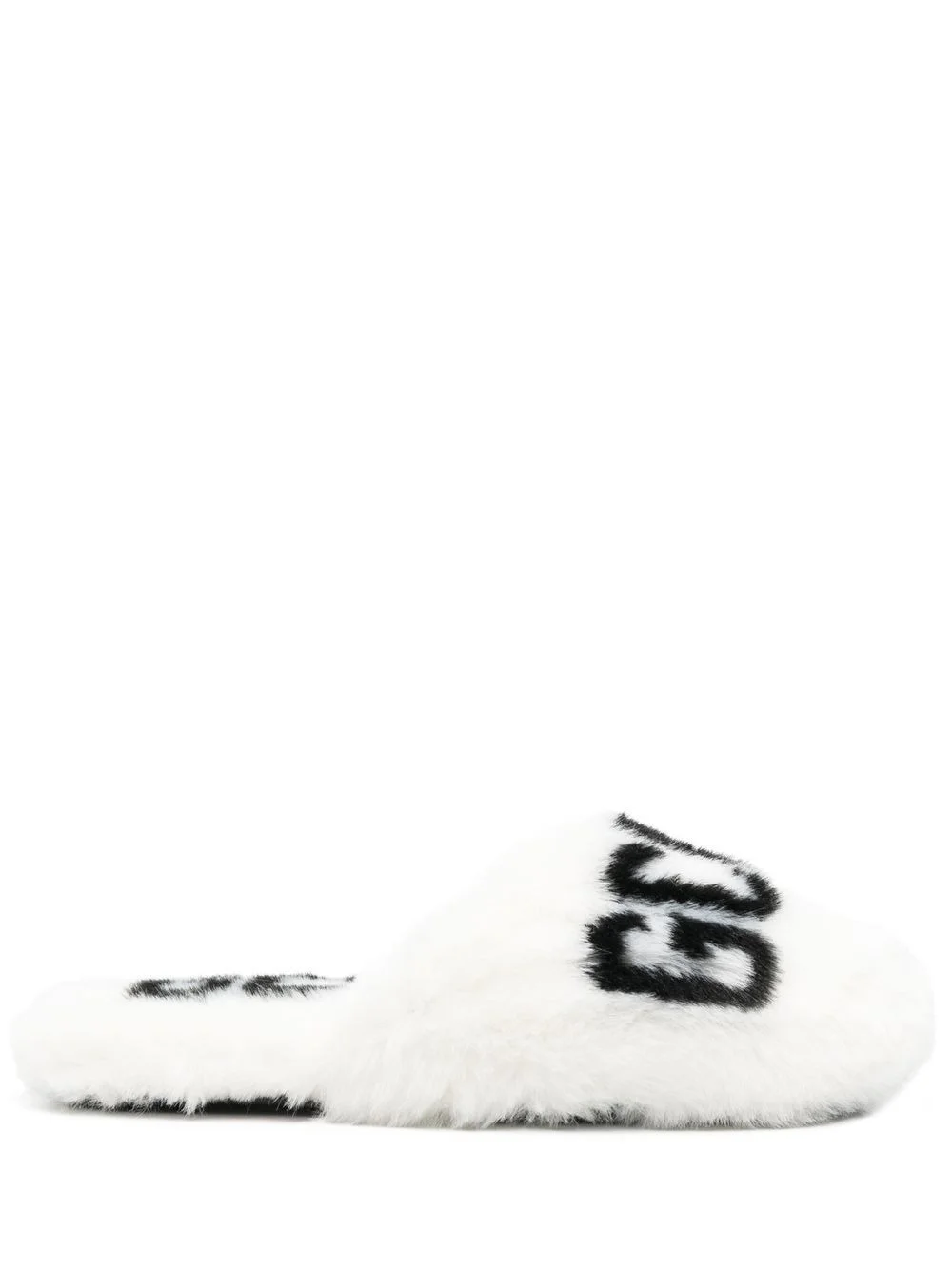 logo-print faux-fur slippers - 1