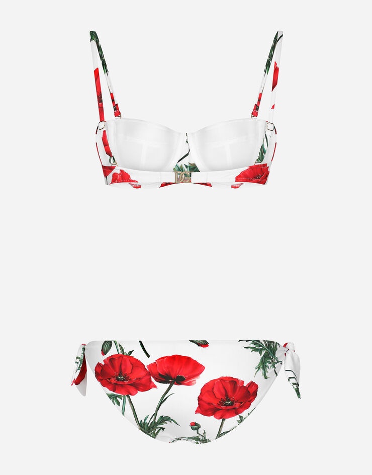 Poppy-print balconette bikini - 2