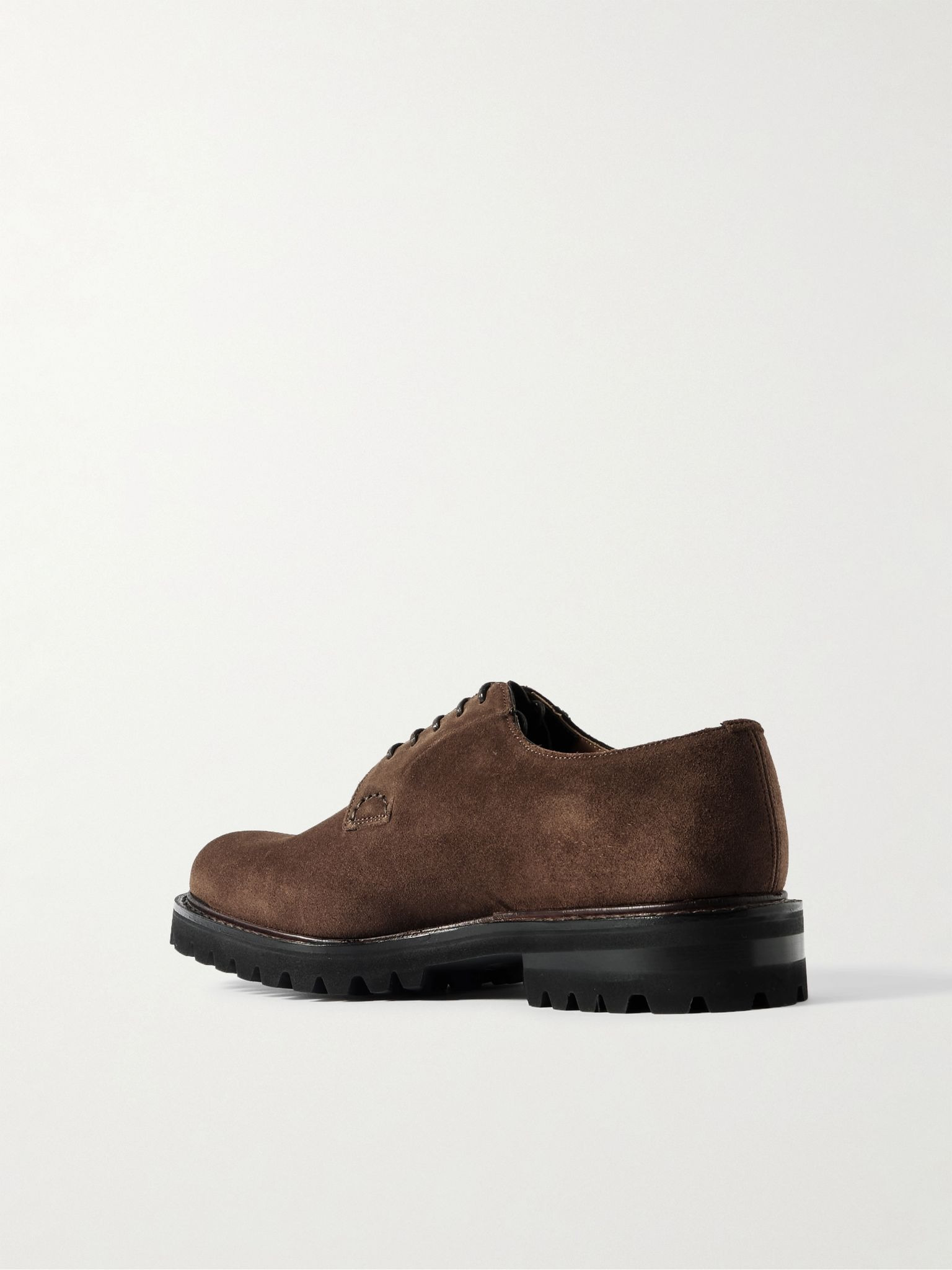 Shannon Leather-Trimmed Suede Derby Shoes Brown - 4