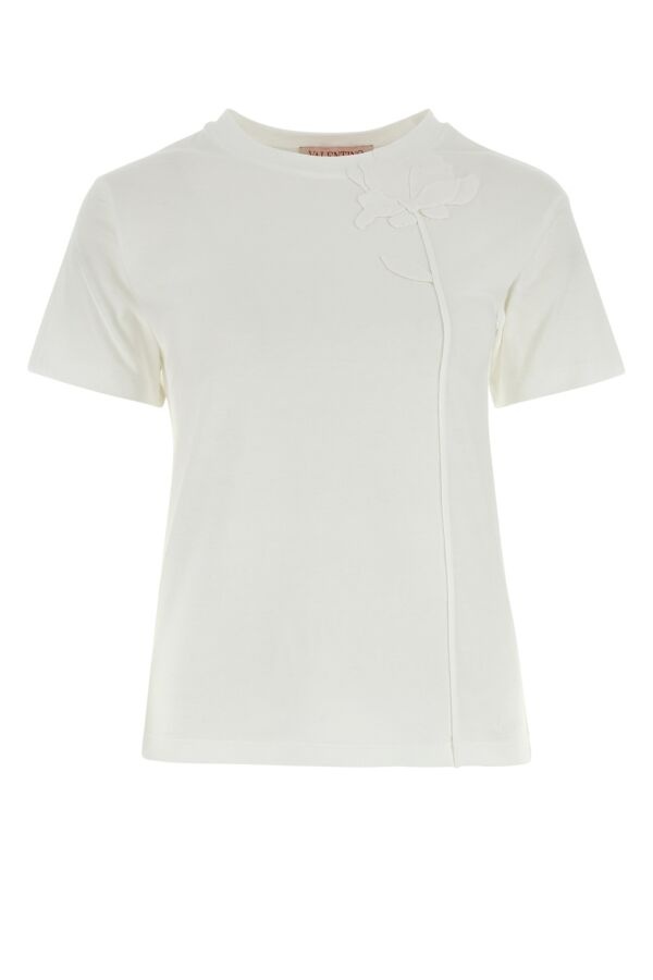 Valentino Garavani Women White Cotton T-Shirt - 1