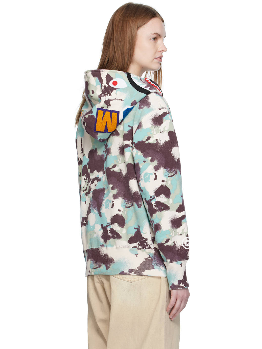Multicolor Map Camo Shark Full Zip Hoodie - 3
