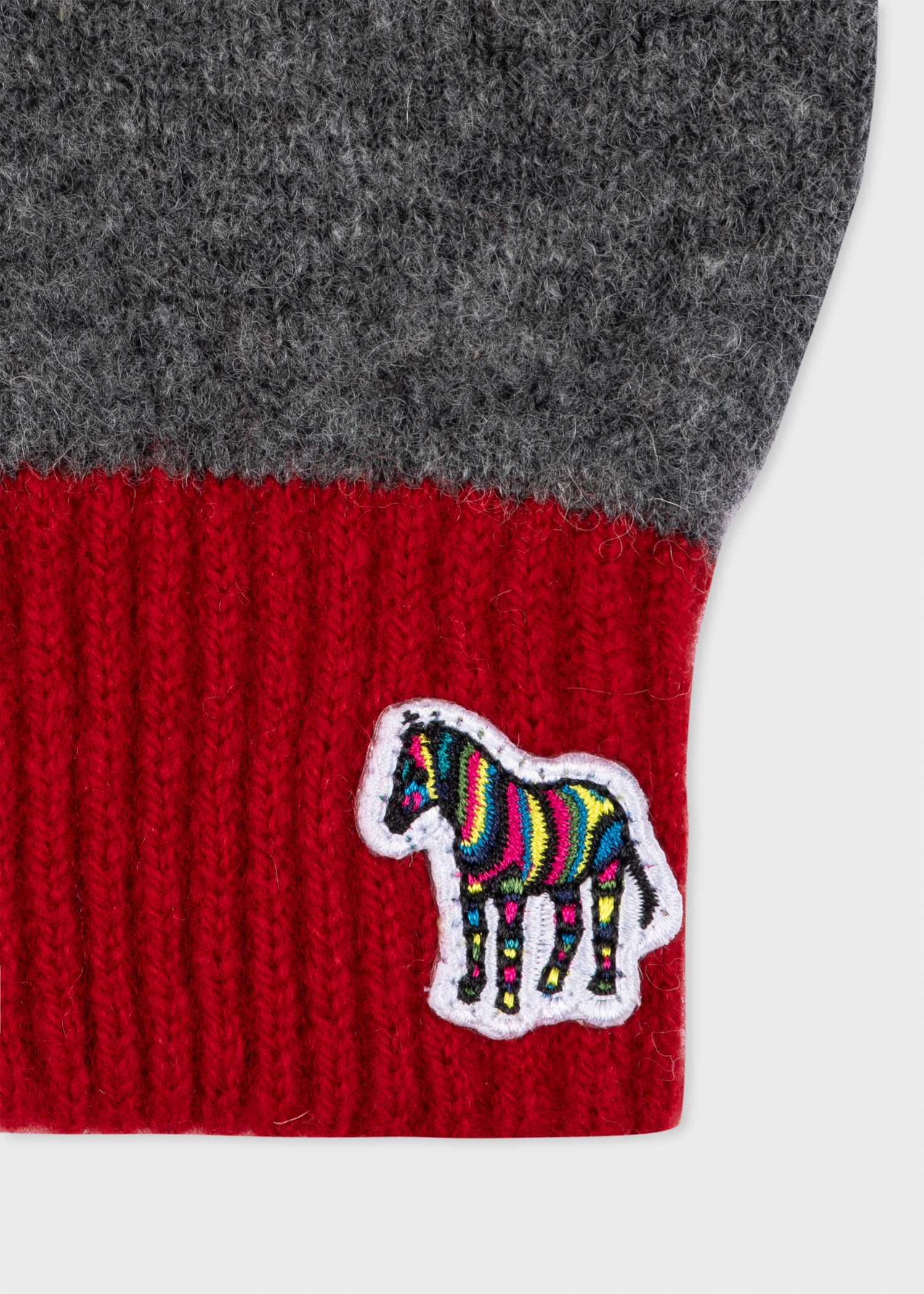 Colour Block Zebra Logo Wool Gloves 3