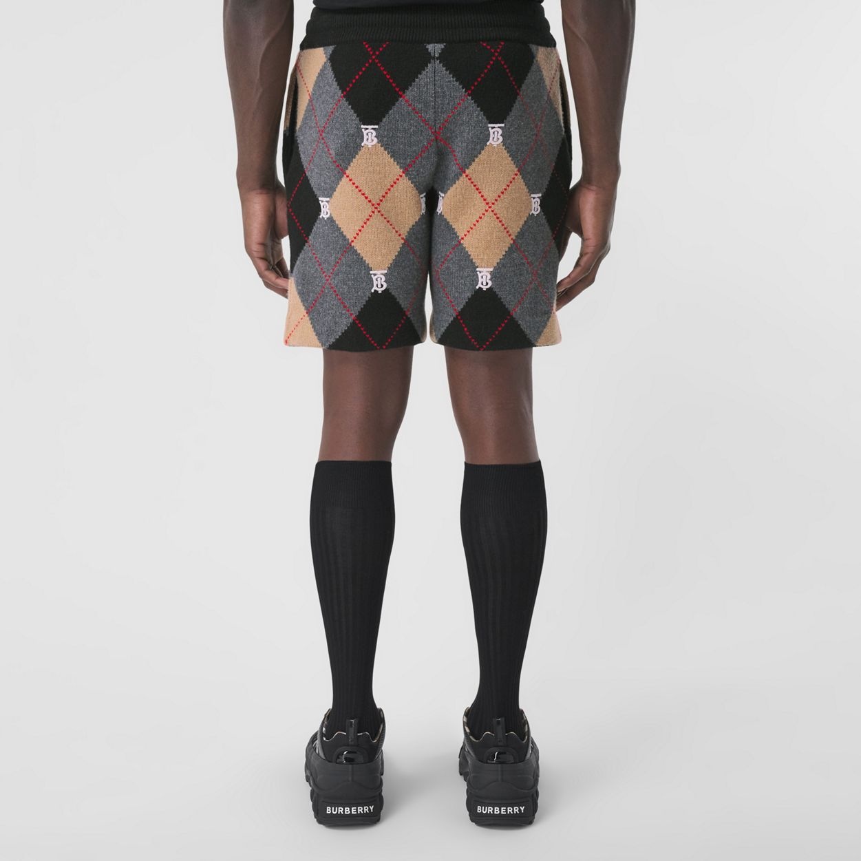 Monogram Motif Argyle Intarsia Wool Cashmere Shorts - 4