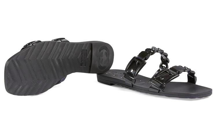 (WMNS) Gucci Rubber Slide Sandal 'Black' 624731-J8700-1000 - 6