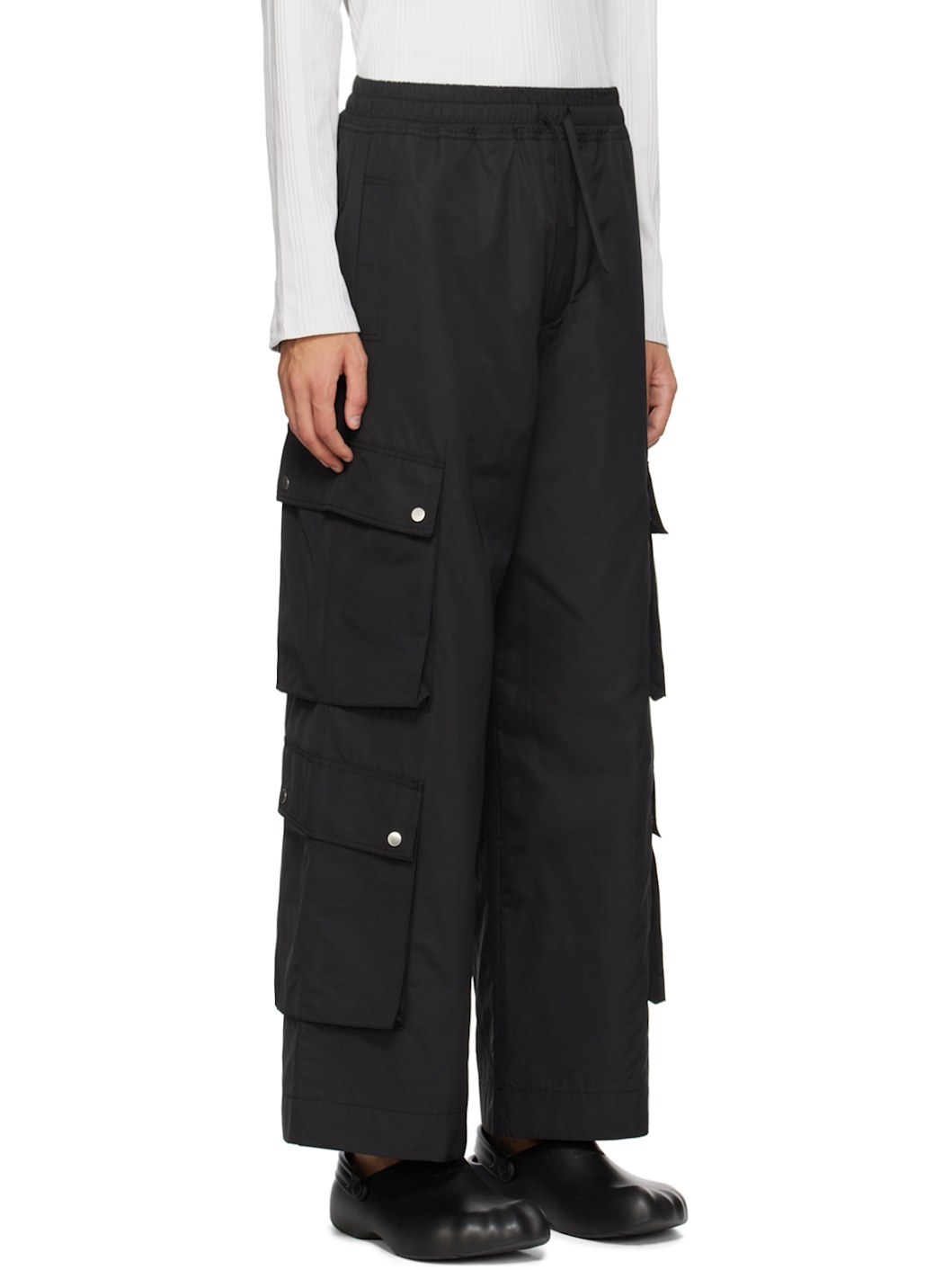 Black Drawstring Cargo Pants - 2