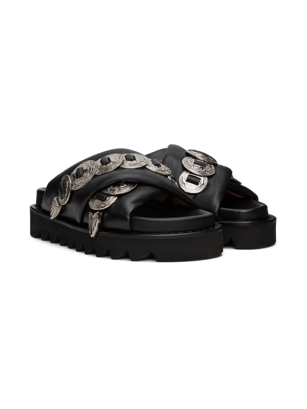 SSENSE Exclusive Black Cross Strap Flat Sandals - 4