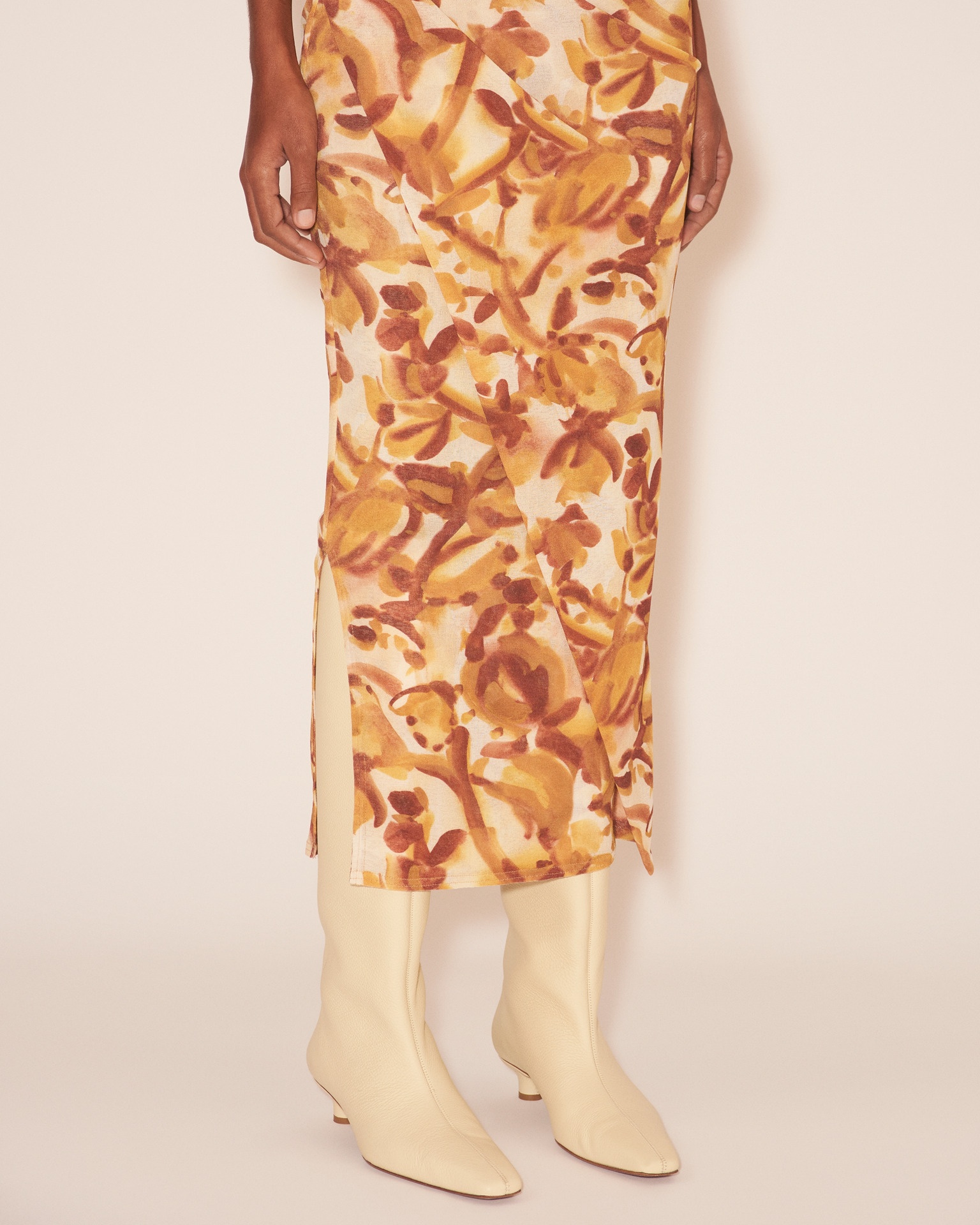 TAINA - Bodycon midi skirt with wrap - Botanic aquarelle - 6
