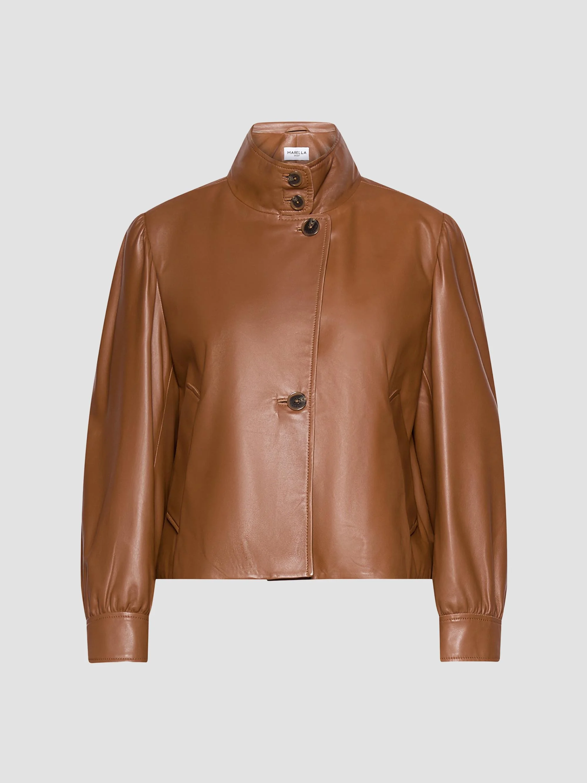 Women's Leather Jacket - Tobacco Brown - 1