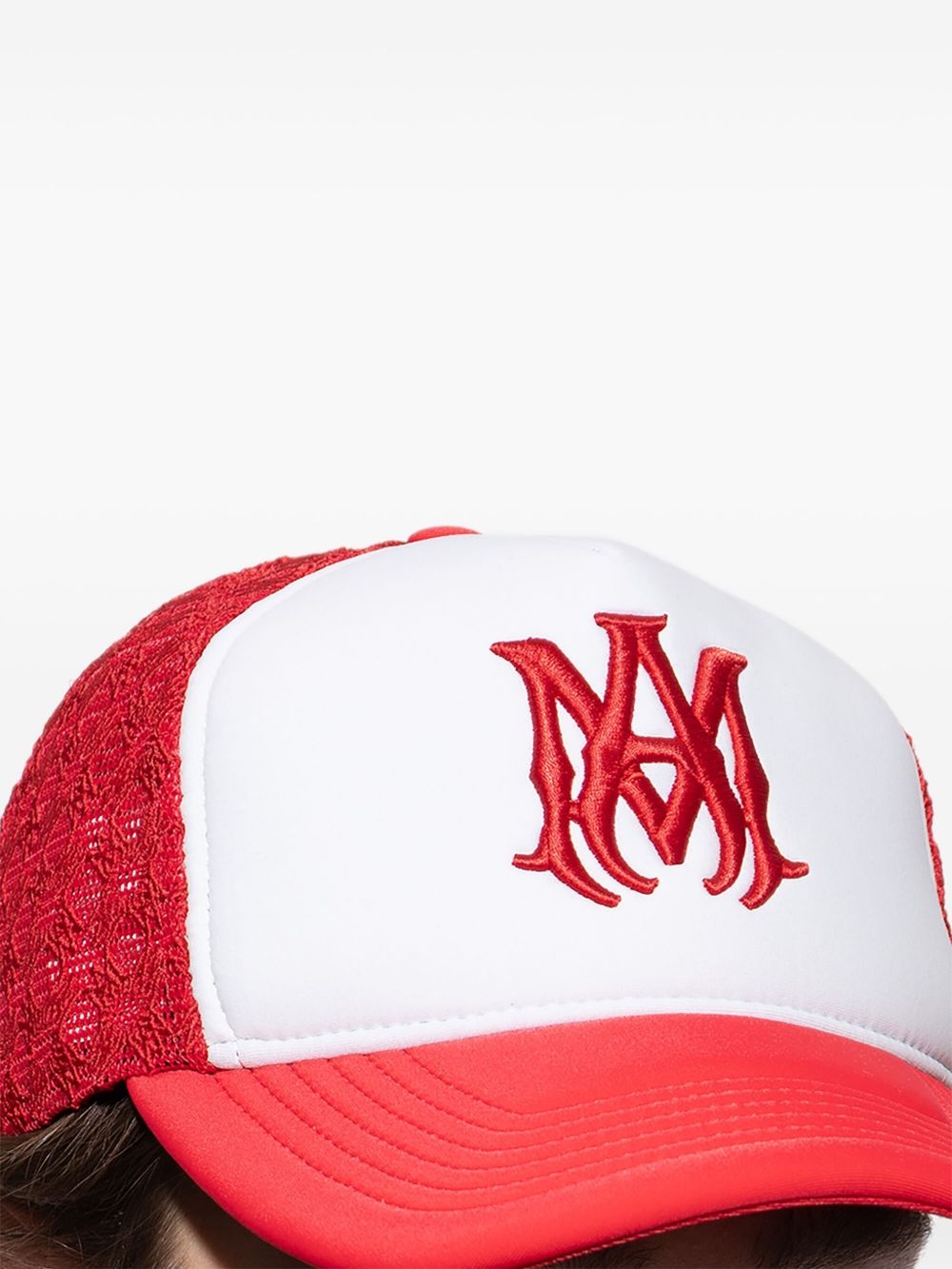 logo-embroidered mesh trucker cap - 4