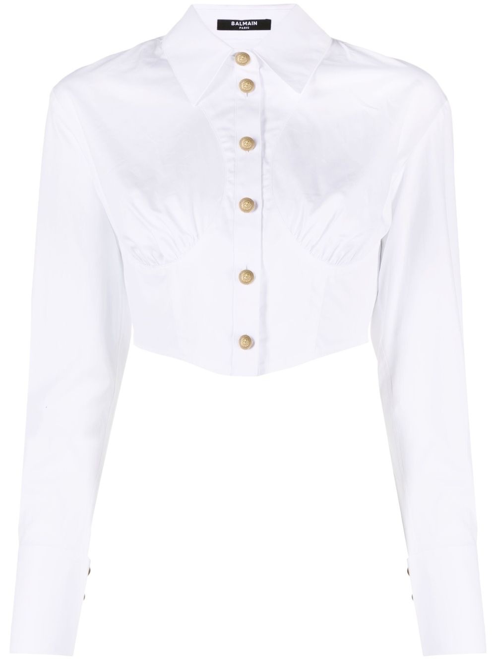 cropped ruched cotton shirt - 1