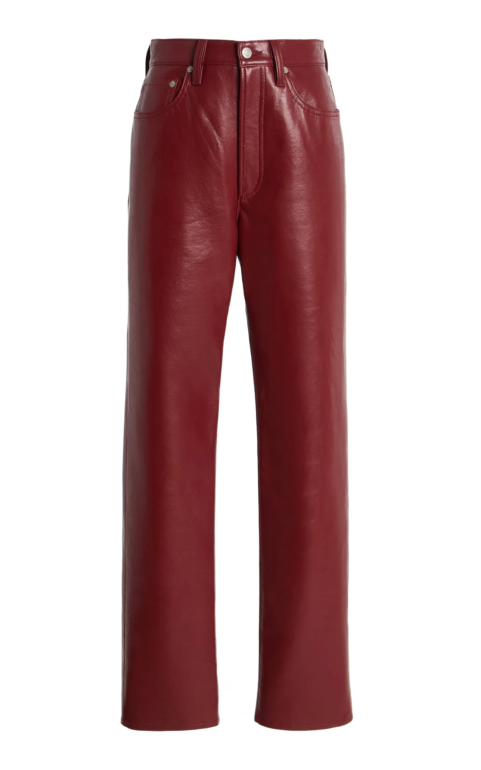 Leather 90’s Pinch Waist Long Jeans red - 1