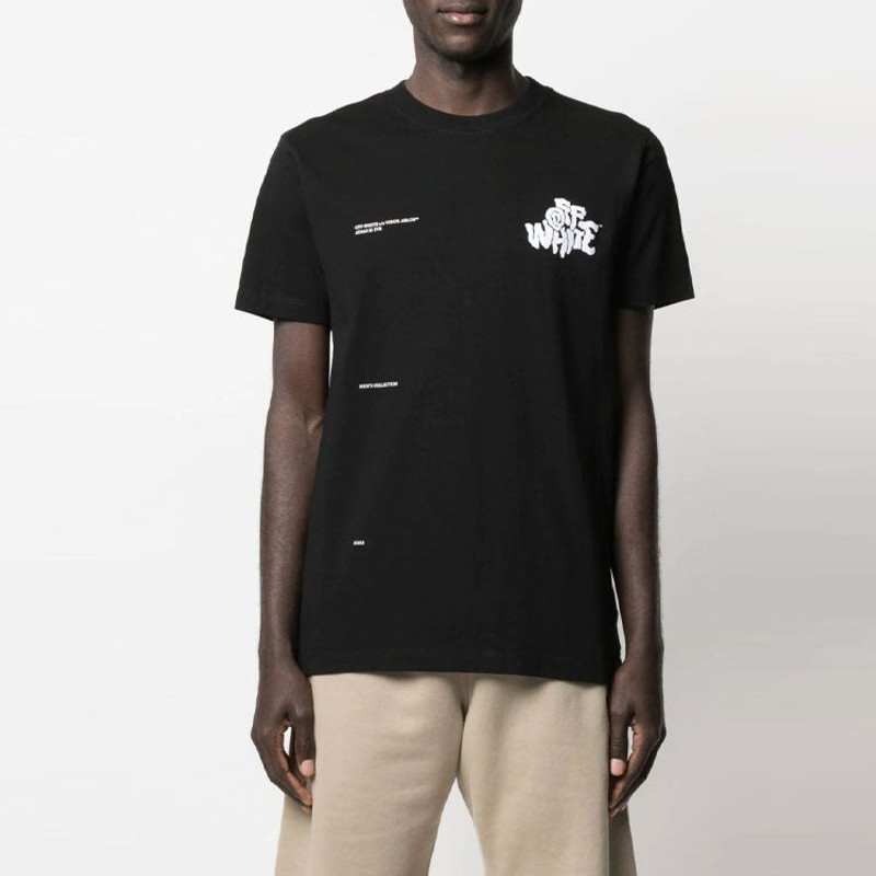 Off-White Off-White SS21 Adam Is Eve Logo Printing Round Neck Short Sleeve Ordinary Version Black OMAA027S21JE outlook