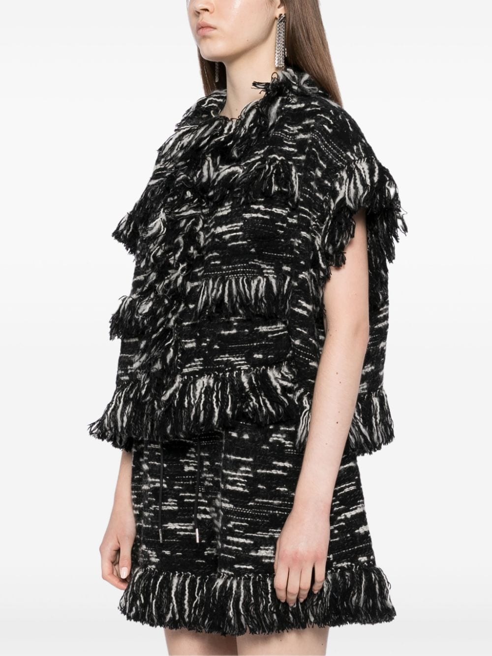 fringed-edge knitted jacket - 3