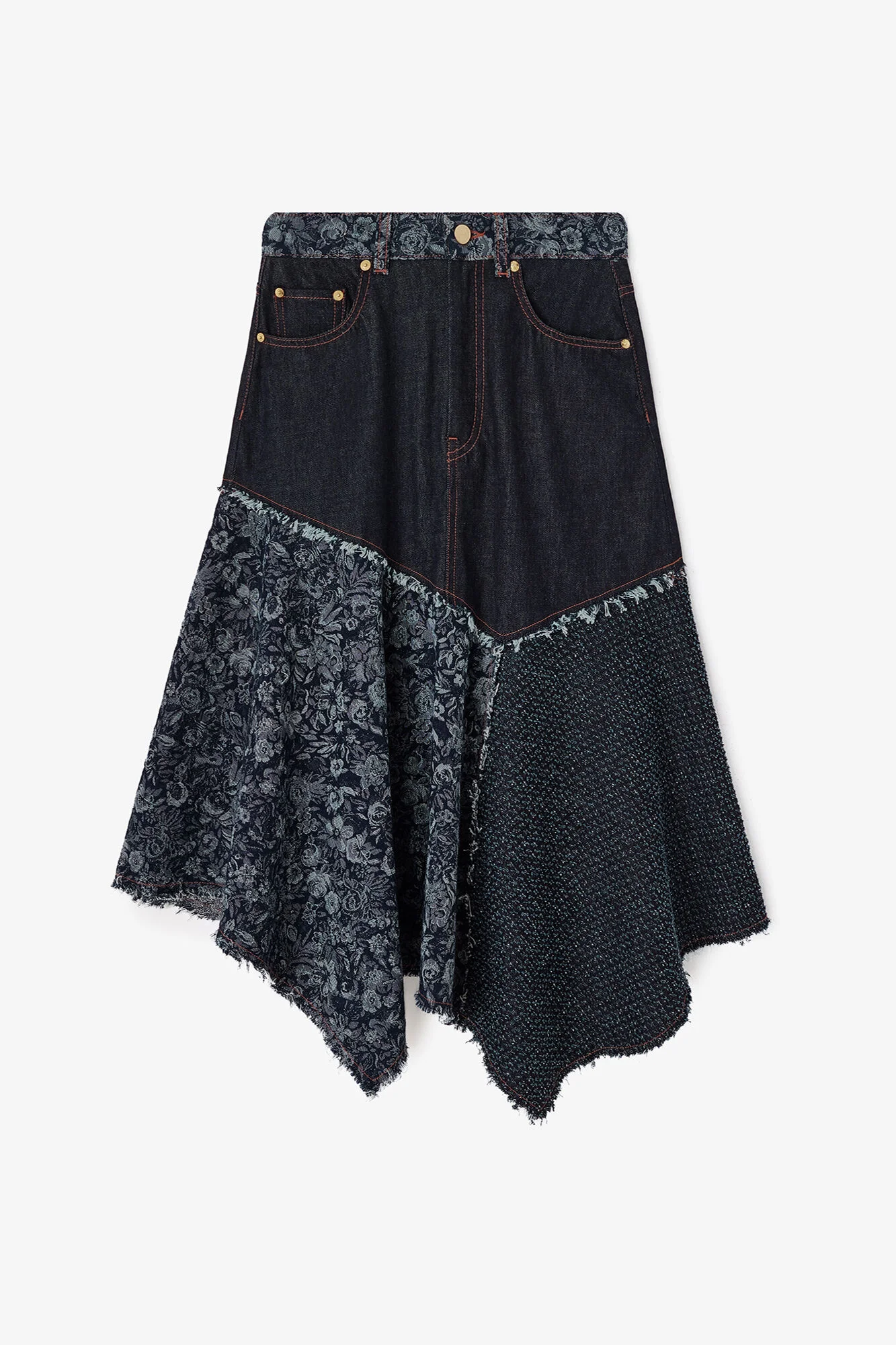 SKIRT IN PATCHWORK DENIM - 1