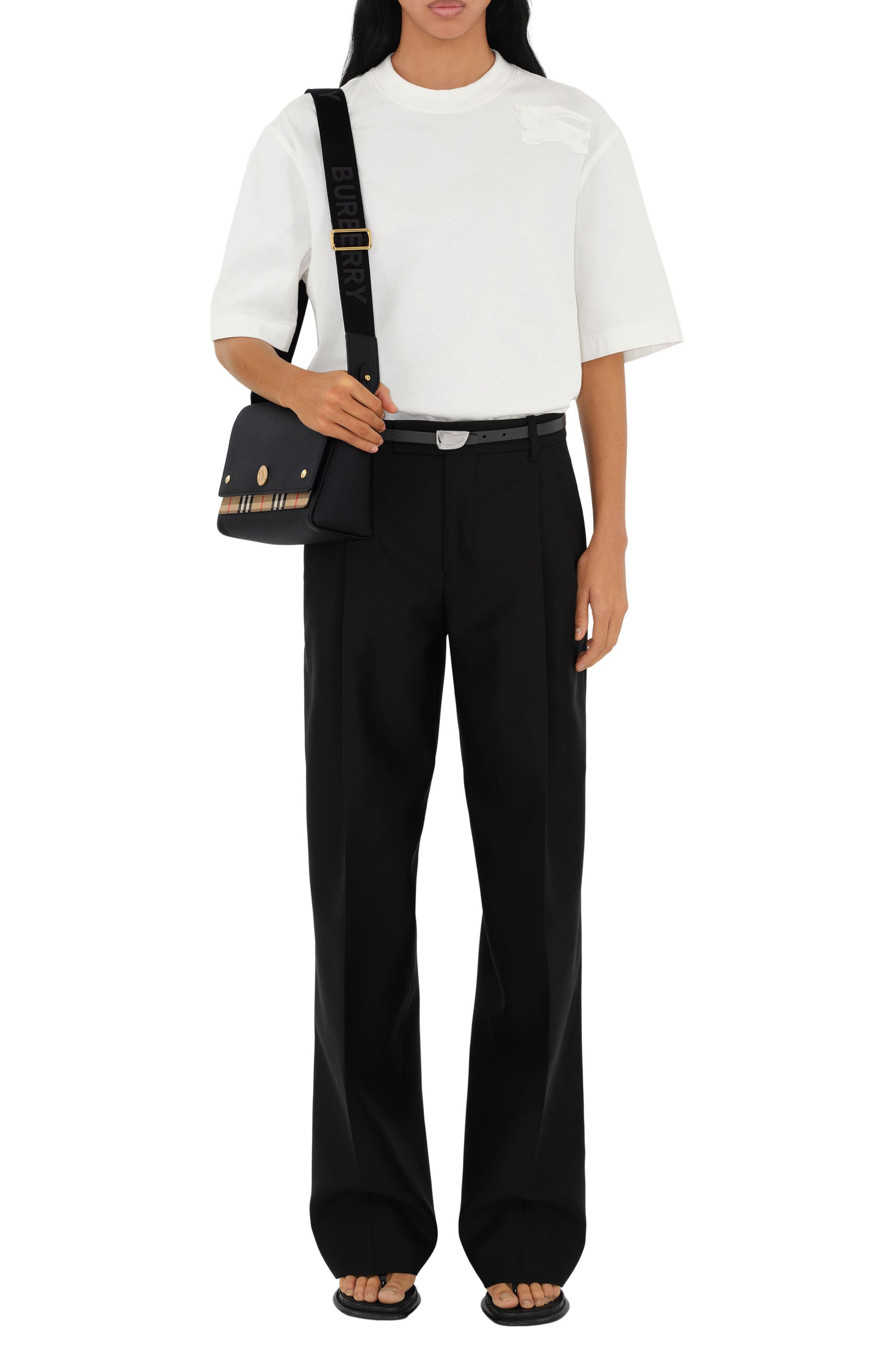 burberry Note Leather & Vintage Check Crossbody Bag in Black at Nordstrom - 3