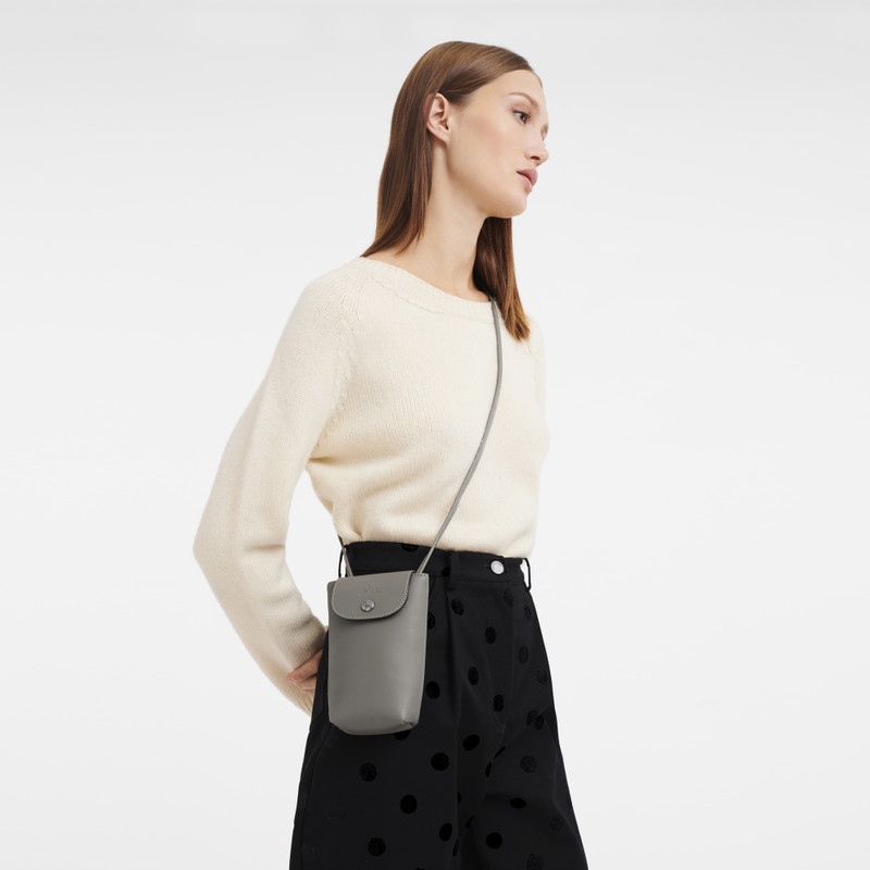 Longchamp Le Pliage Xtra Phone case with leather lace Turtledove - Leather outlook