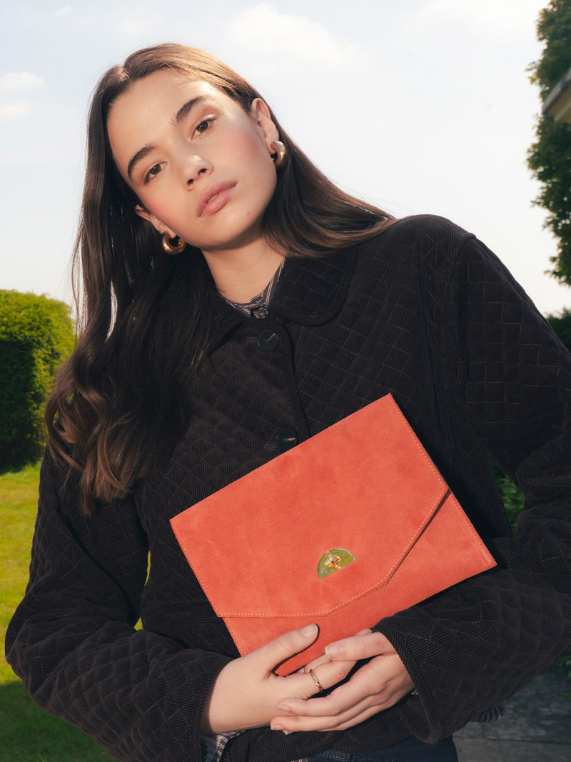 Cambridge Satchel The Twist Lock Pouch - Cinnamon with Suede outlook