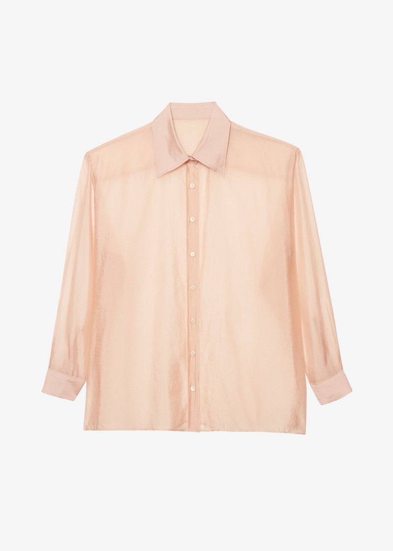Nel Sheer Button Up Shirt - Pink 1