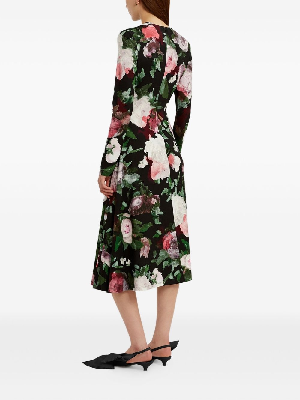 long-sleeved draped midi dress - 4