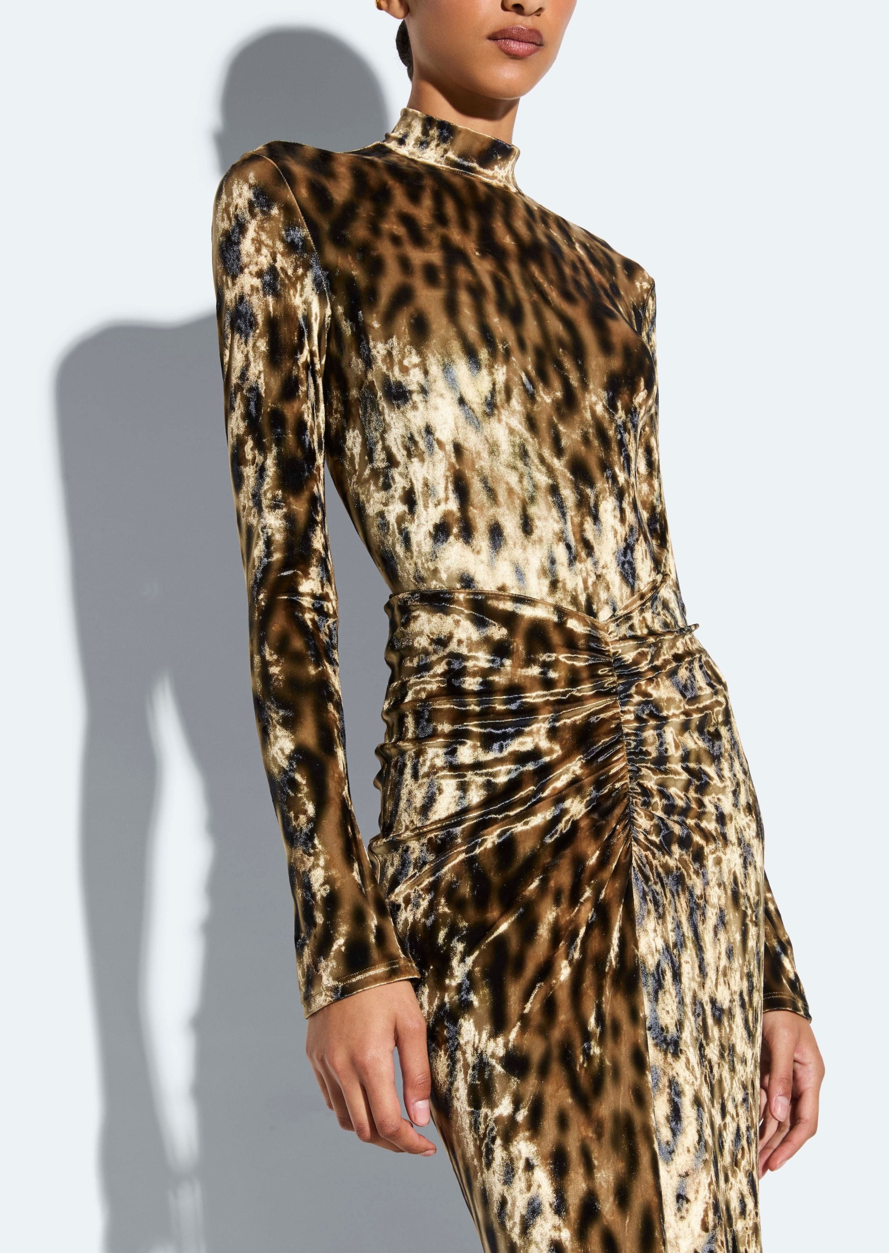 Velvet Leopard Mock Neck Bodysuit - 4