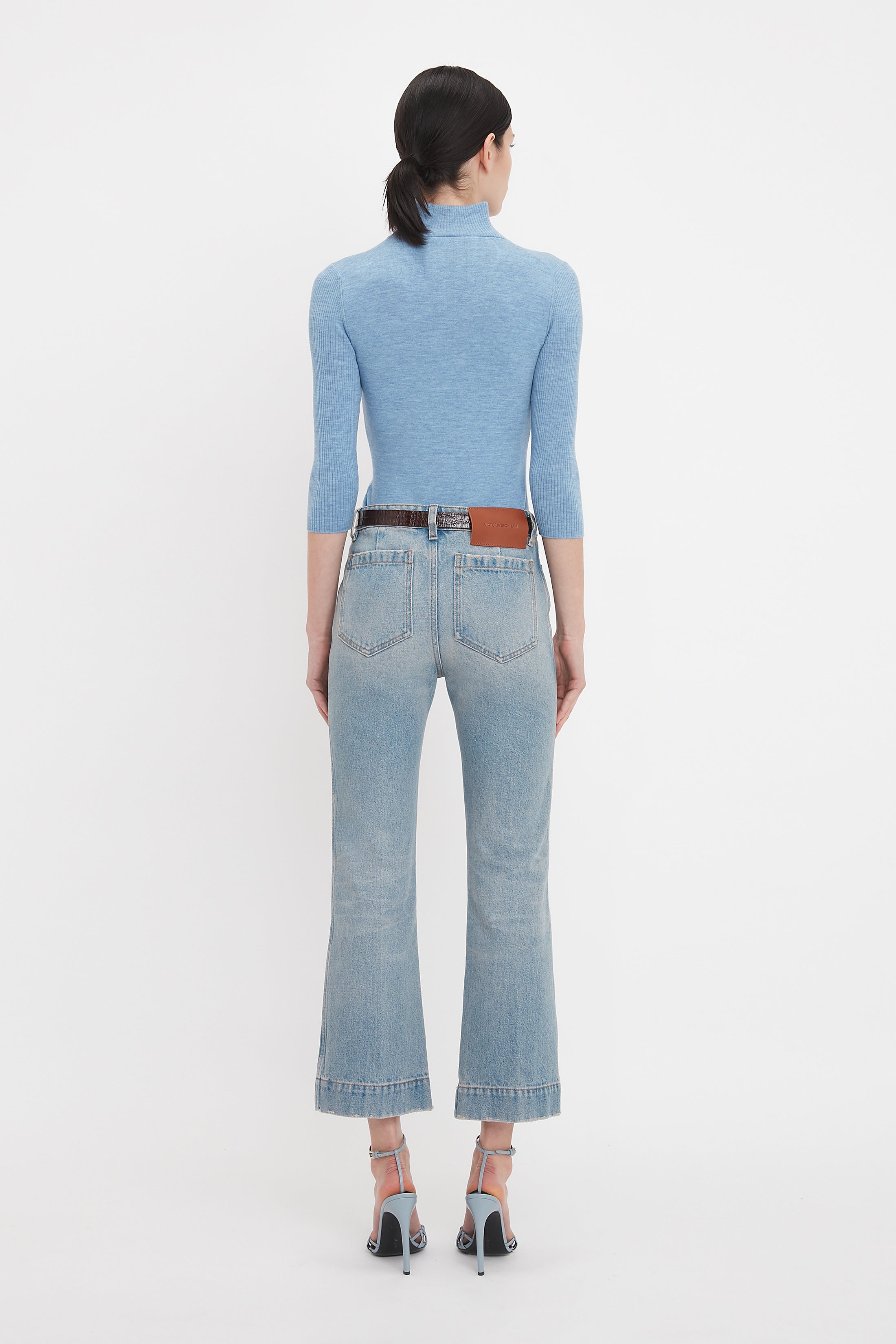 Half Zip Short Sleeve Knitted Top In Bluebell - 4