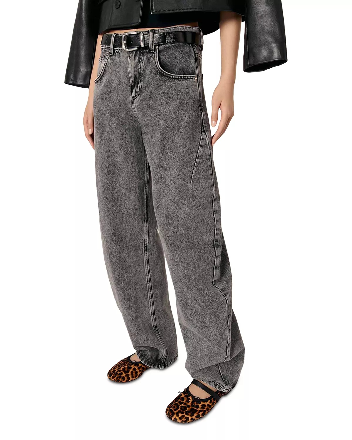 High Rise Balloon Leg Jeans in Grey - 5