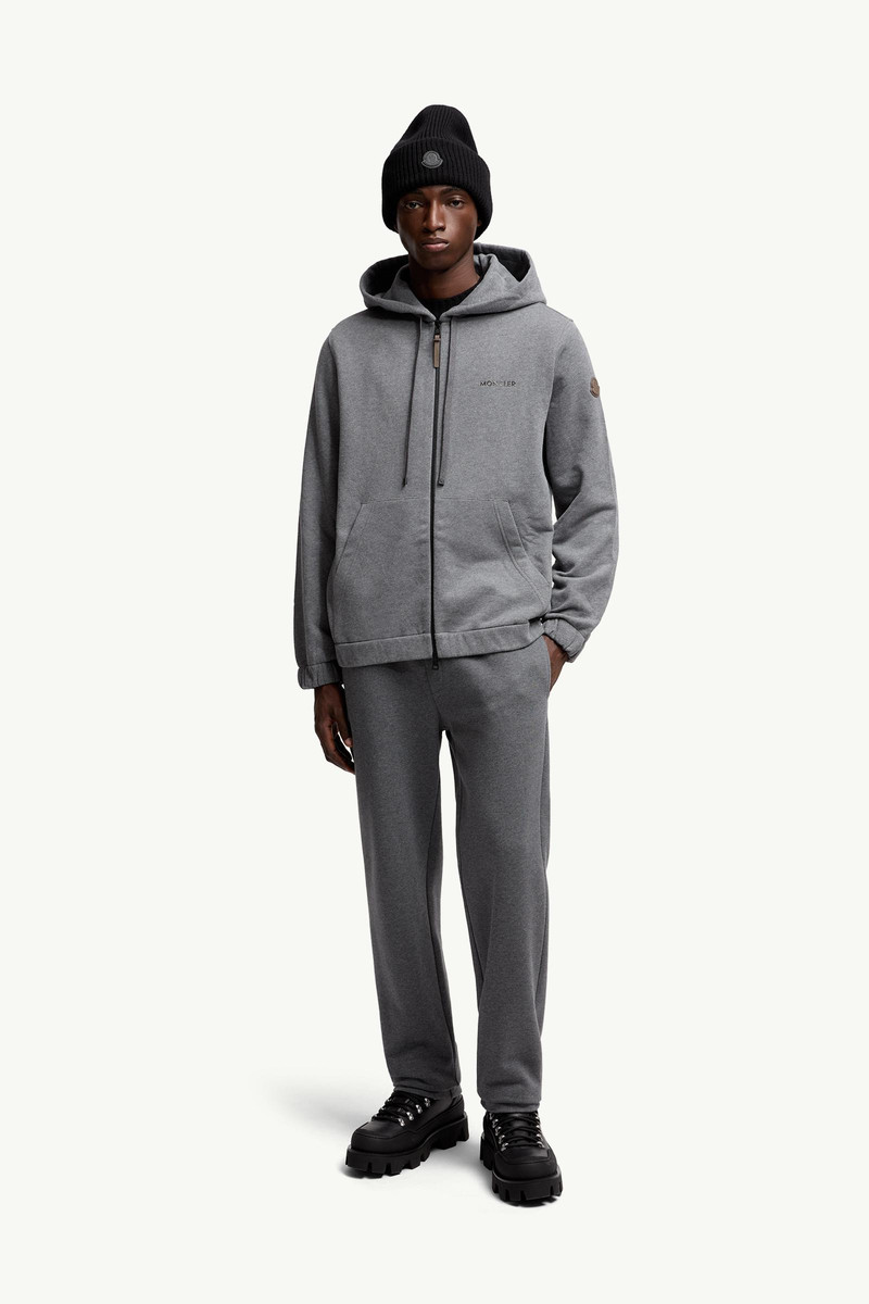 Moncler Leather Logo Cotton Blend Zip-Up Hoodie outlook