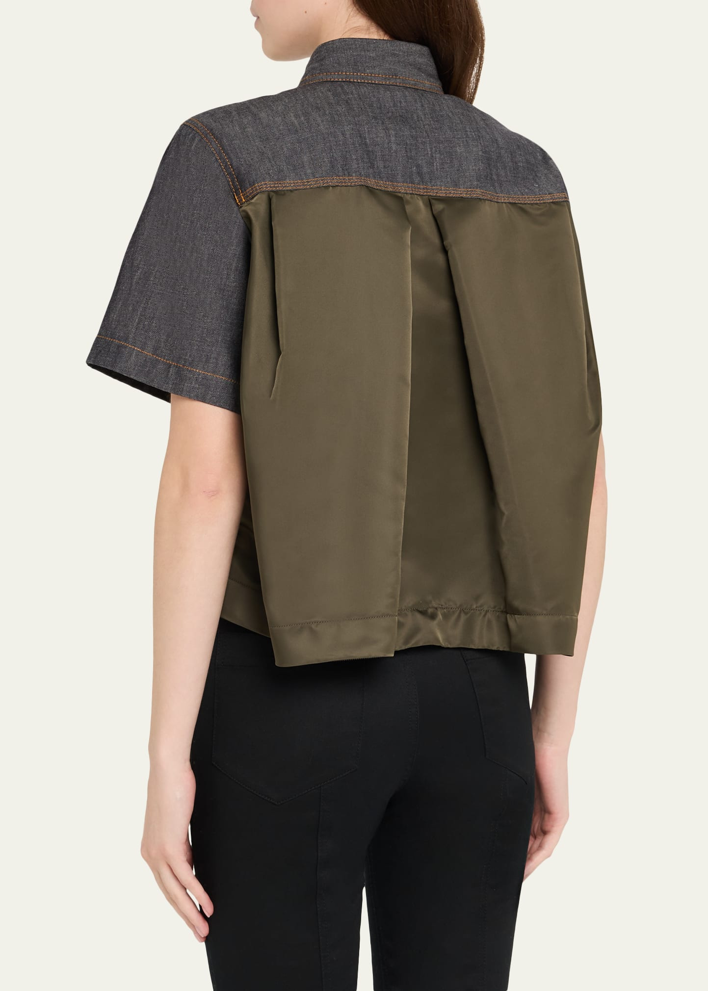 Denim Nylon Hybrid Short-Sleeve Shirt - 3