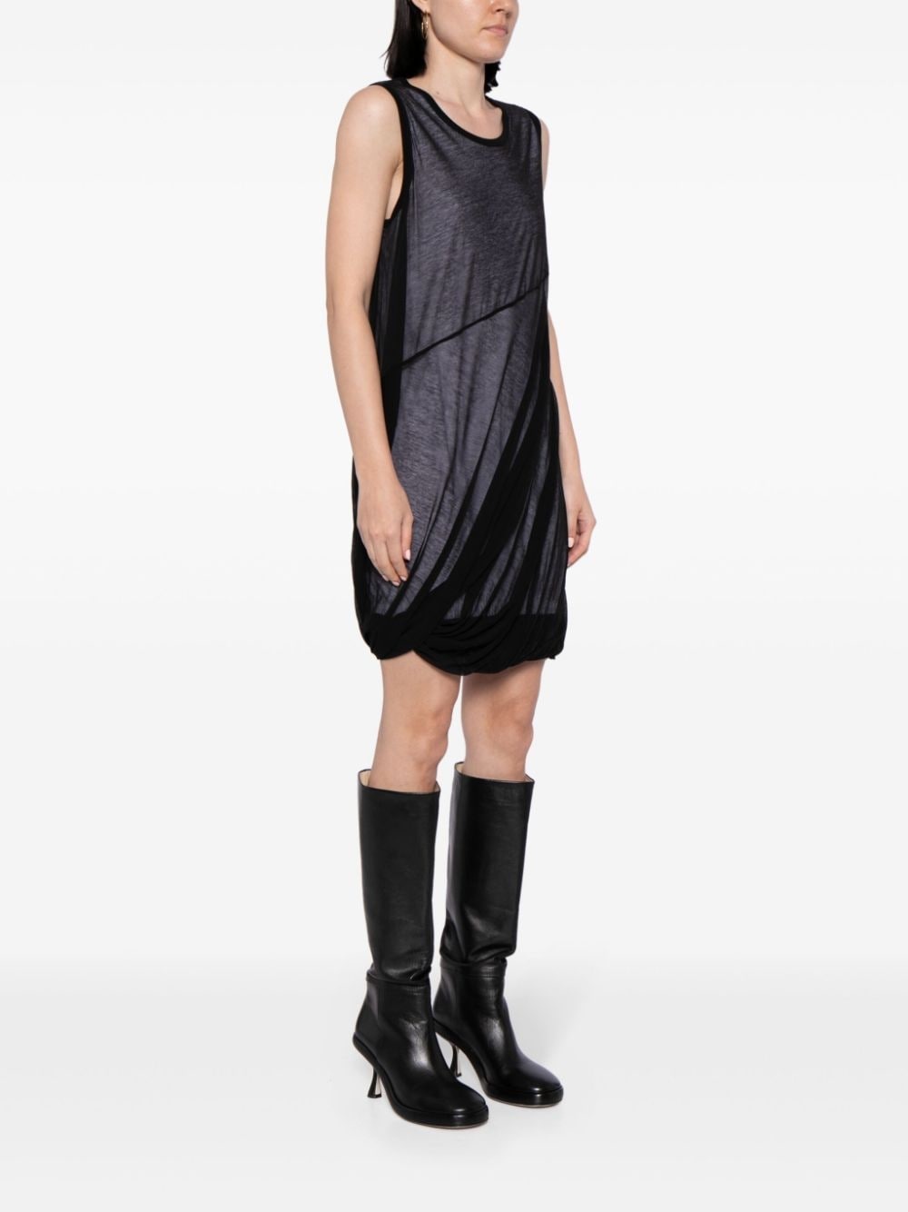 sheer-overlay cotton minidress - 3
