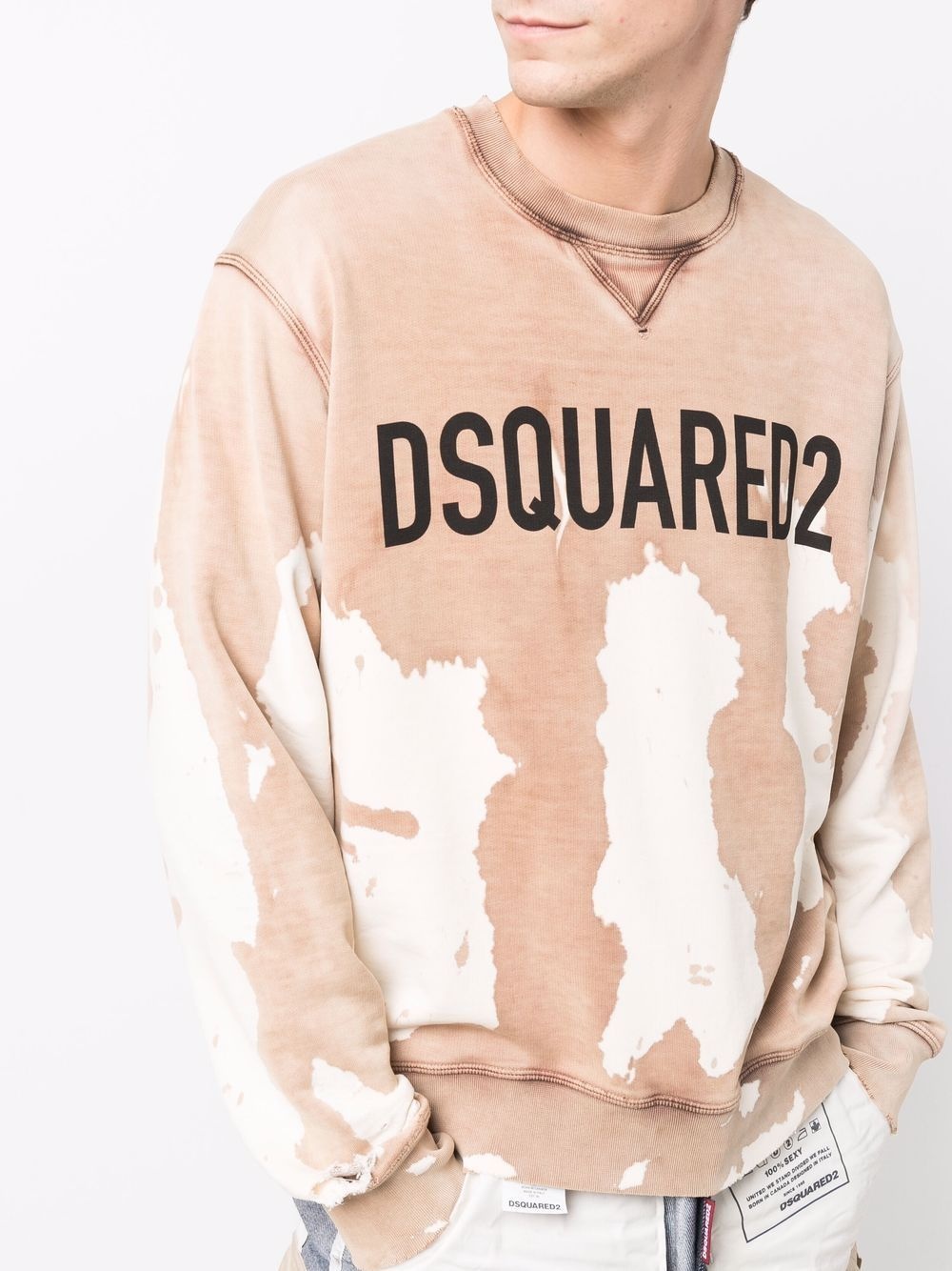 logo-print bleached-effect relaxed sweatshirt - 5