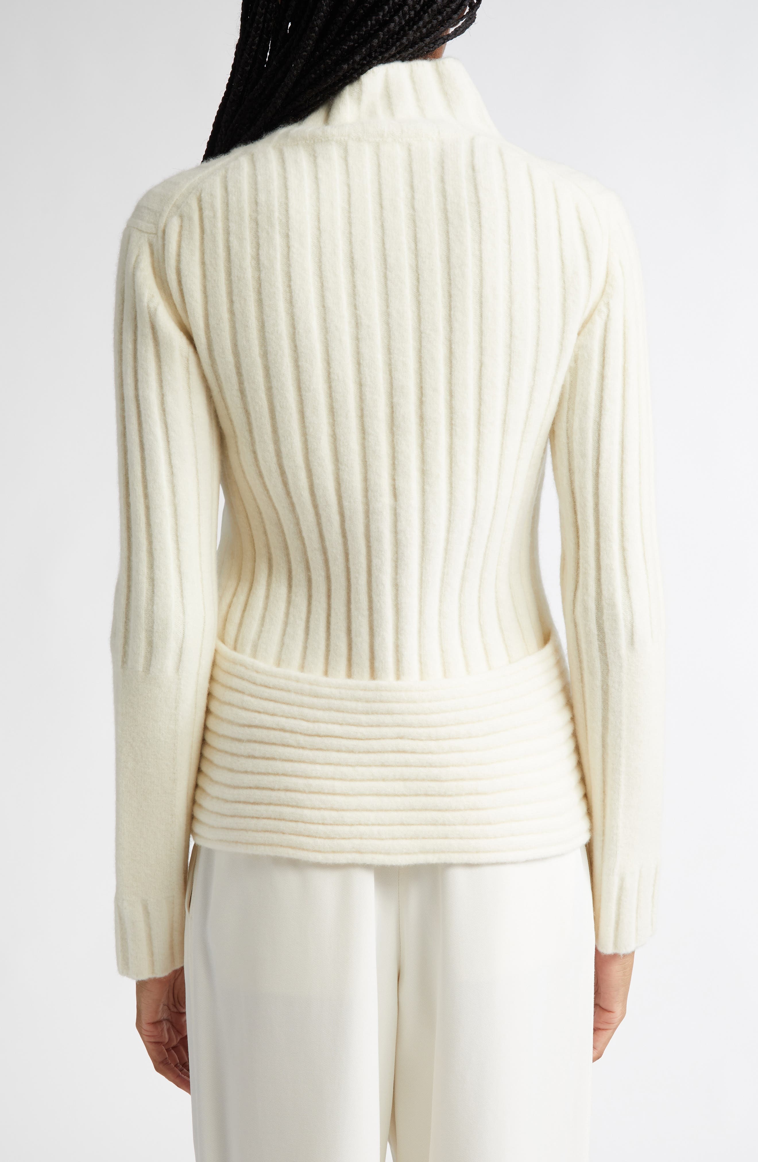 Proenza Schouler Haven Merino Wool & Cashmere Blend Rib Turtleneck Sweater in Bone at Nordstrom - 2