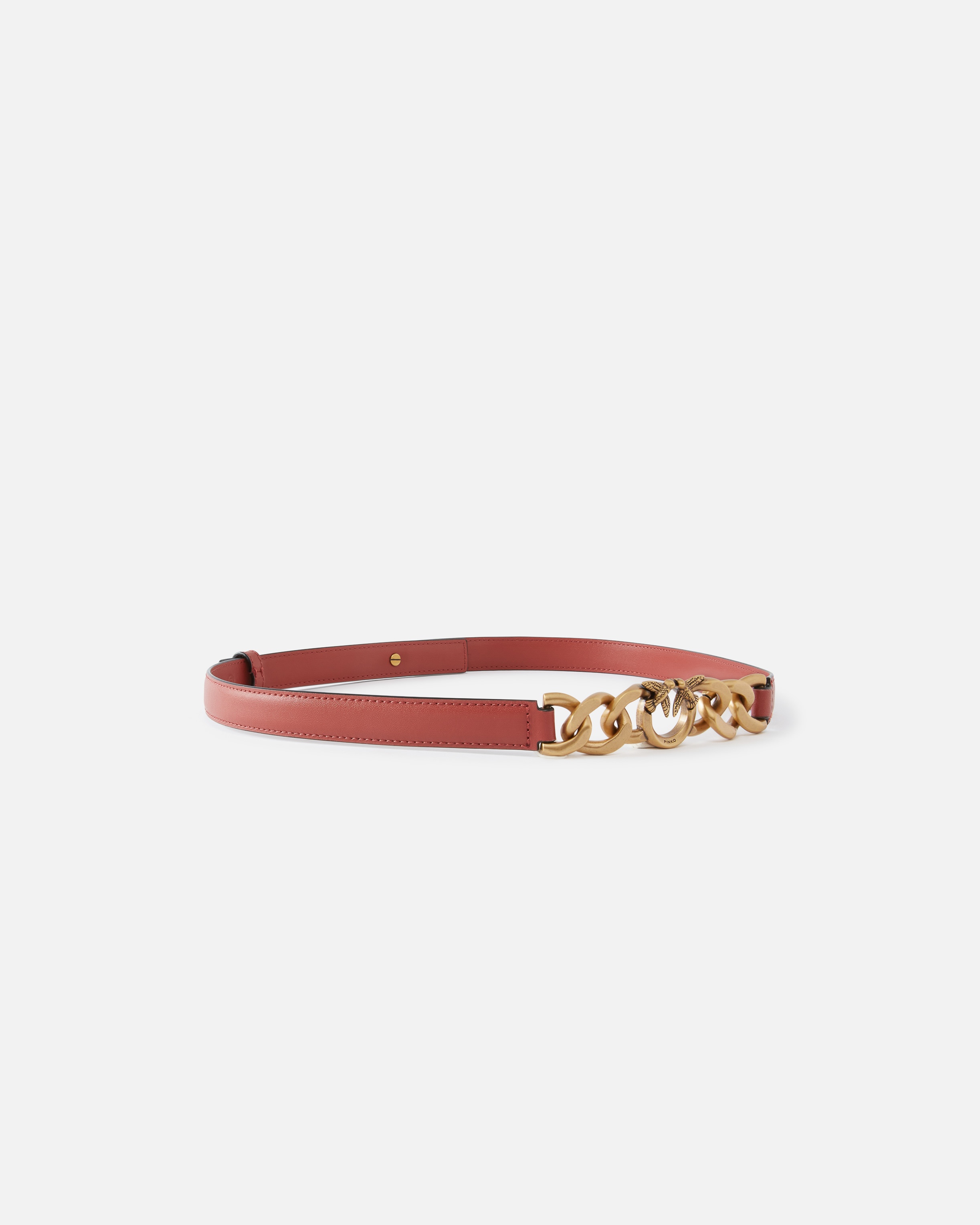 THIN LEATHER 2 CM BELT WITH CHAIN - 2