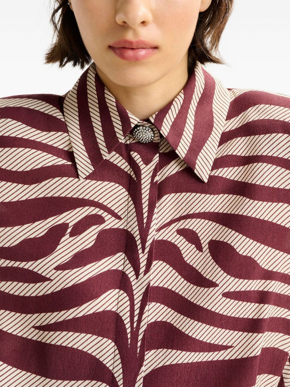 zebra-print padded-shoulder mini dress - 5
