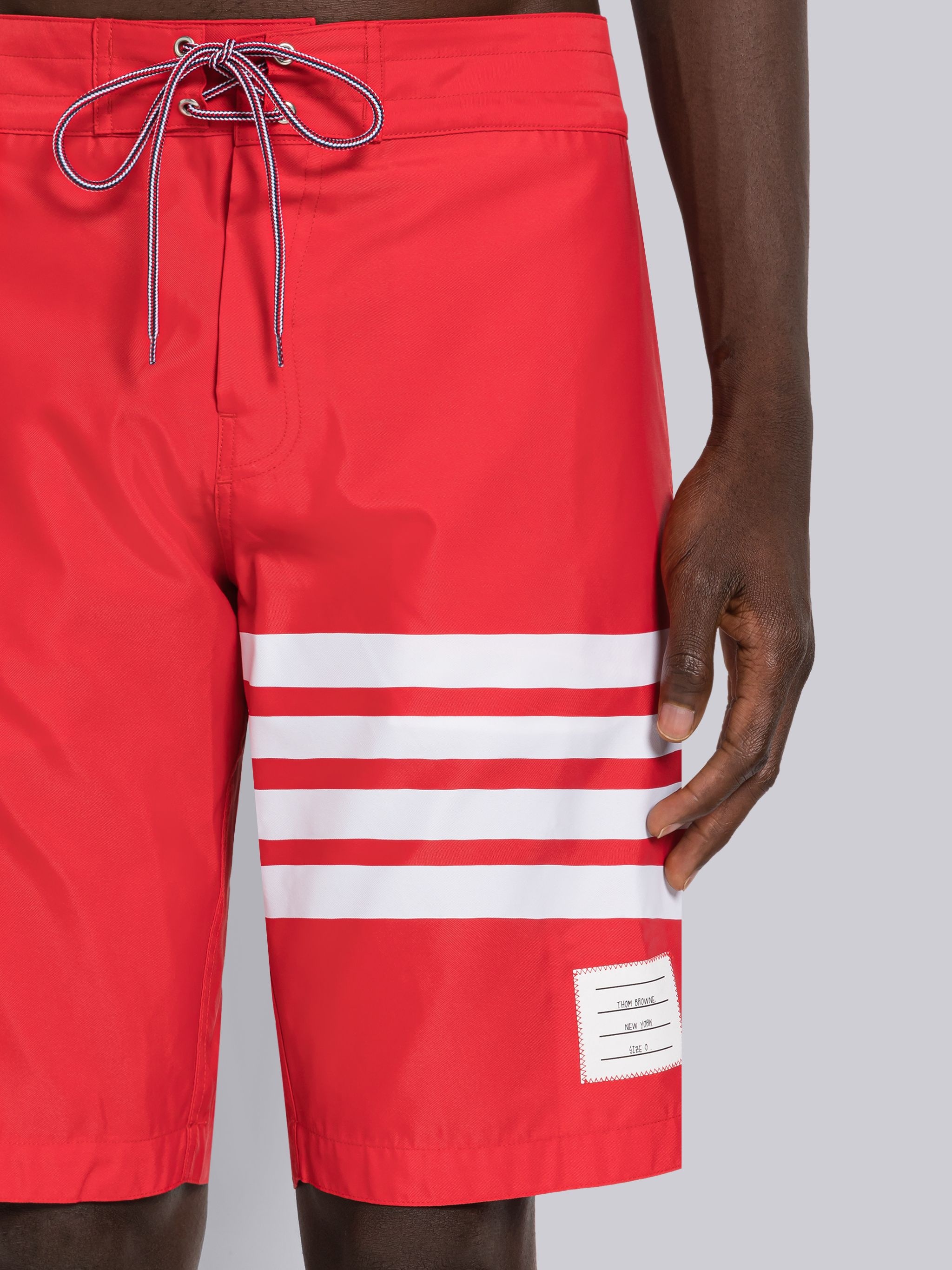 Red Swim Tech 4-Bar Drawstring Waist Board Short - 3