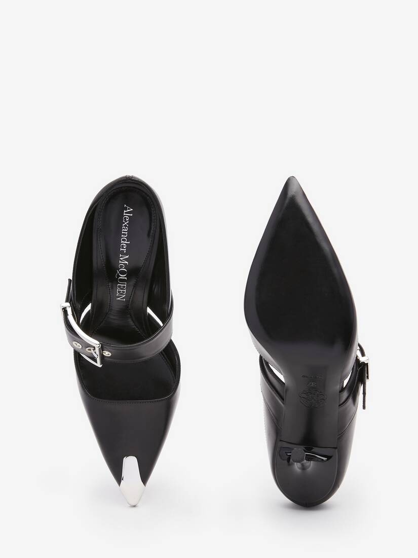 Punk Buckle Mule in Black/silver - 4