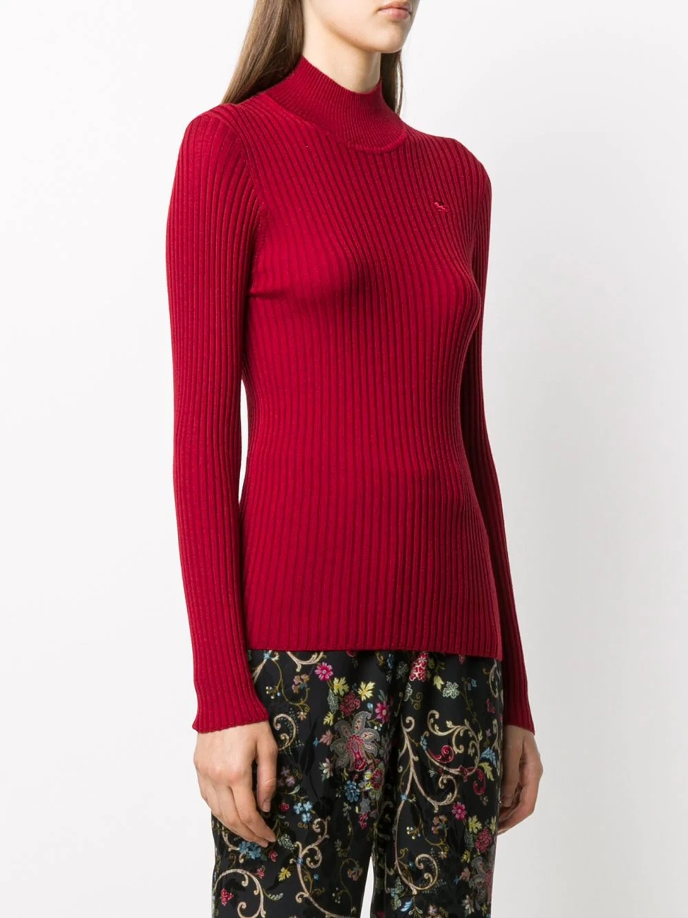 ribbed knit mock neck jumper - 3