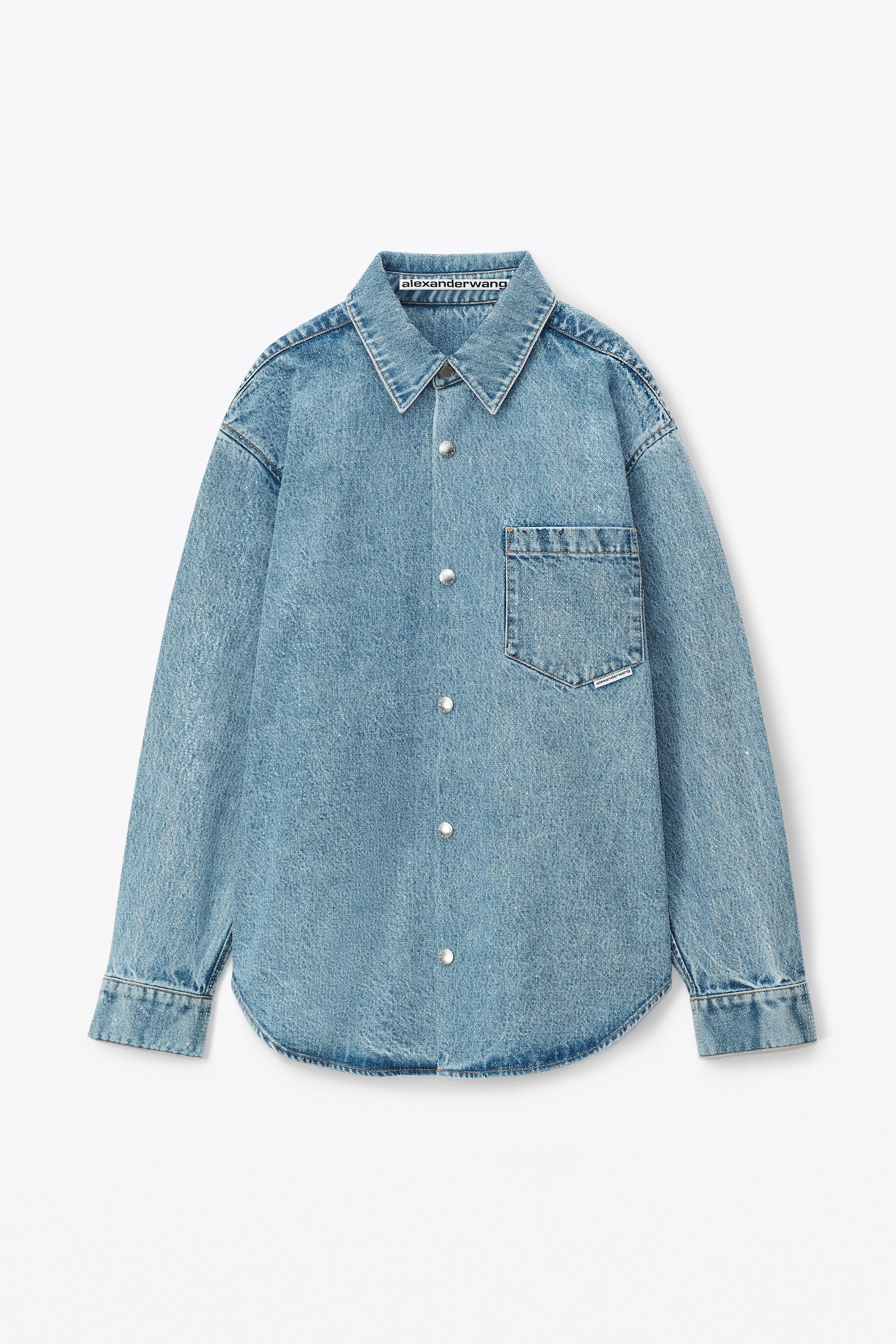 Alexander Wang CLEAR HOTFIX OVERSIZED SHIRT IN DENIM