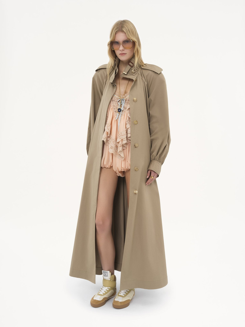HIGH-NECK LONG TRENCH COAT IN COTTON GABARDINE 4