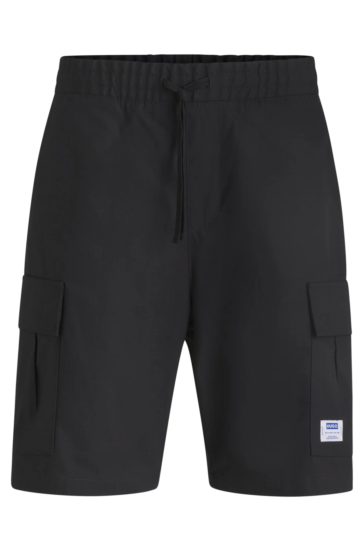 STRUCTURED-COTTON SHORTS WITH DRAWSTRING AND LOGO PATCH - 1