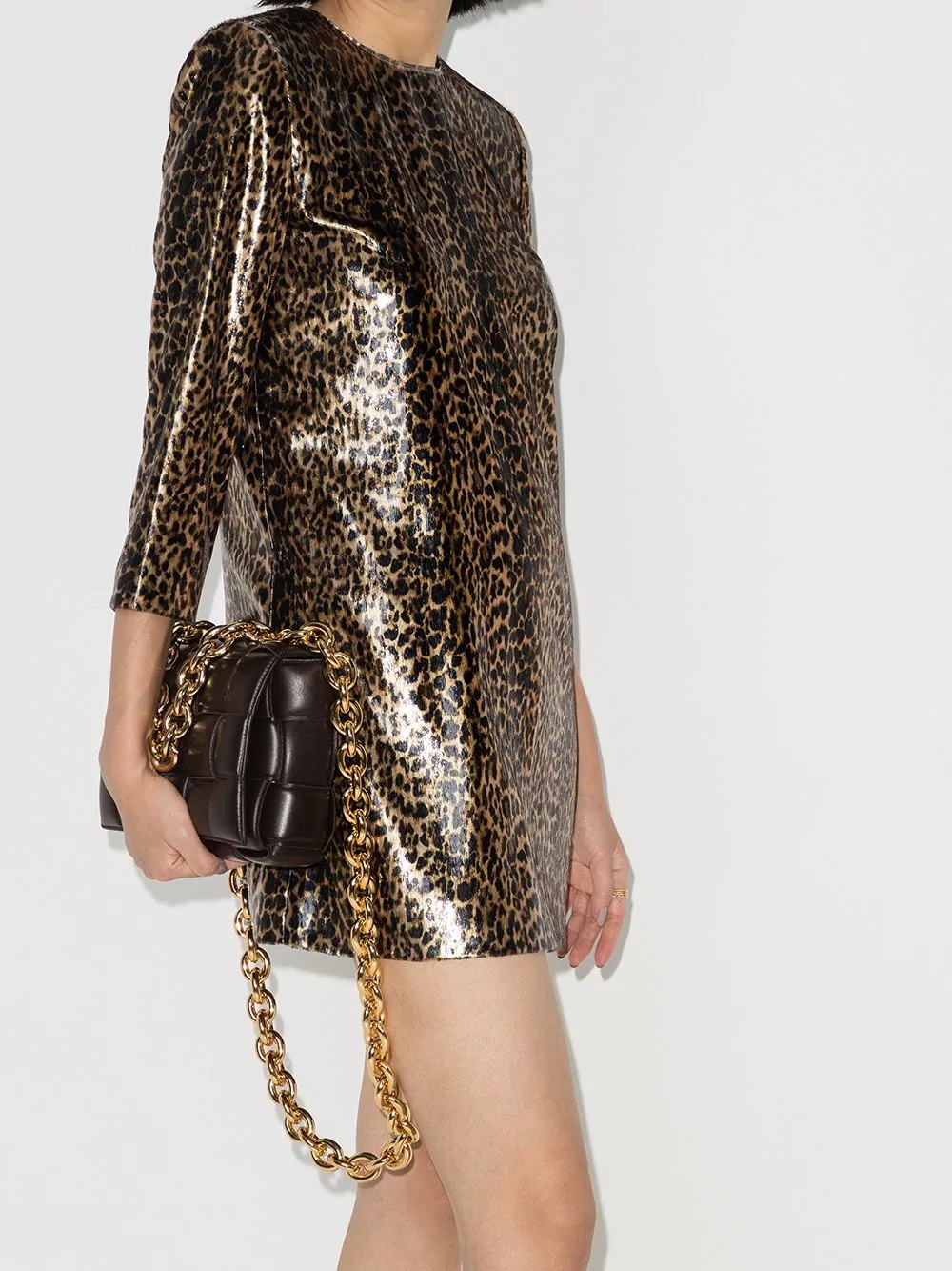 metallic leopard-print mini dress - 2