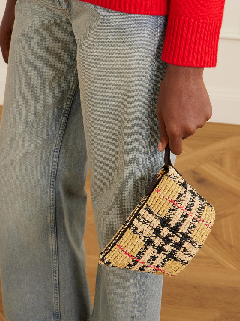 Burberry Margate Leather-trimmed Woven Raffia Clutch Bag outlook
