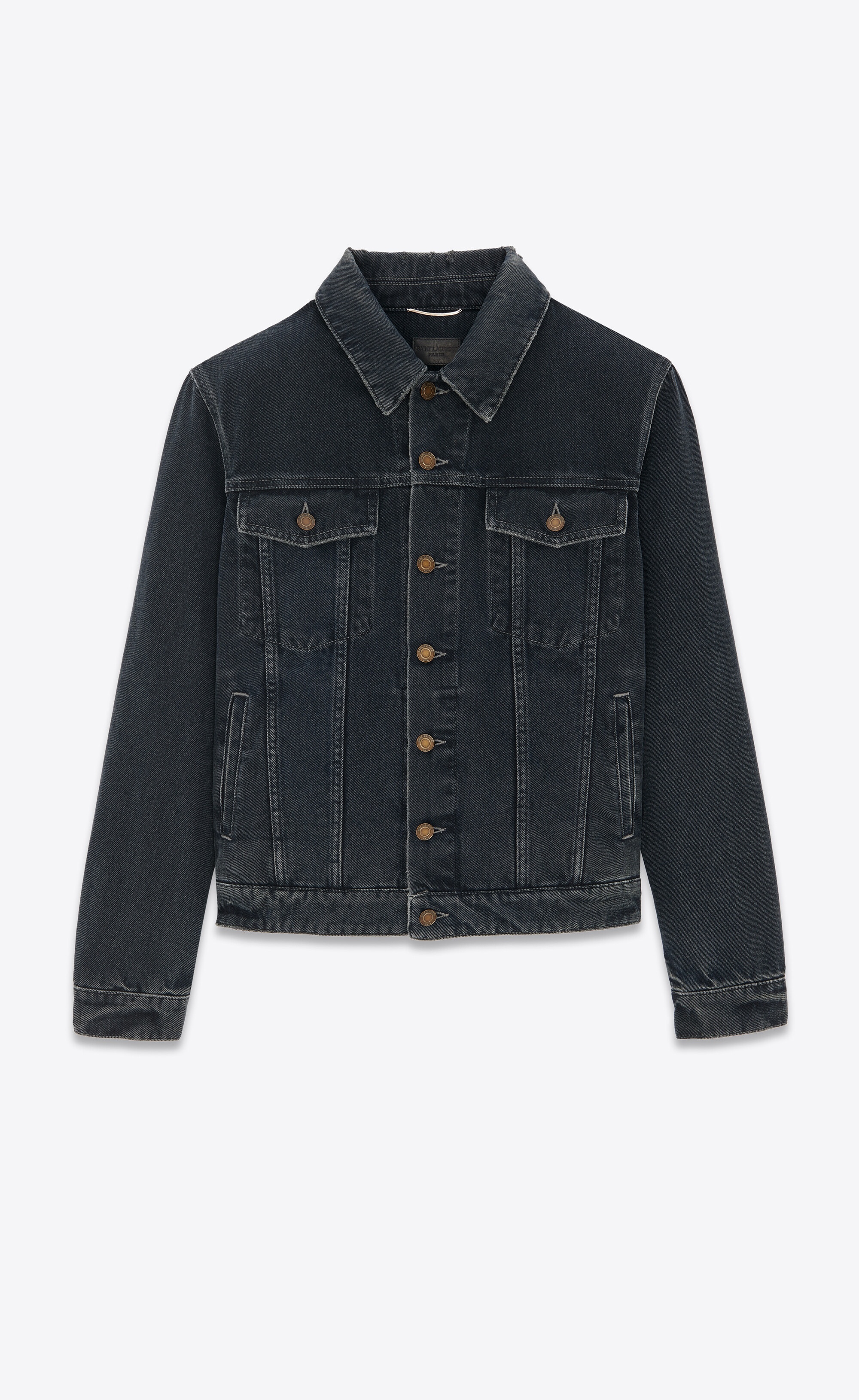 classic jacket in dark blue black denim - 1